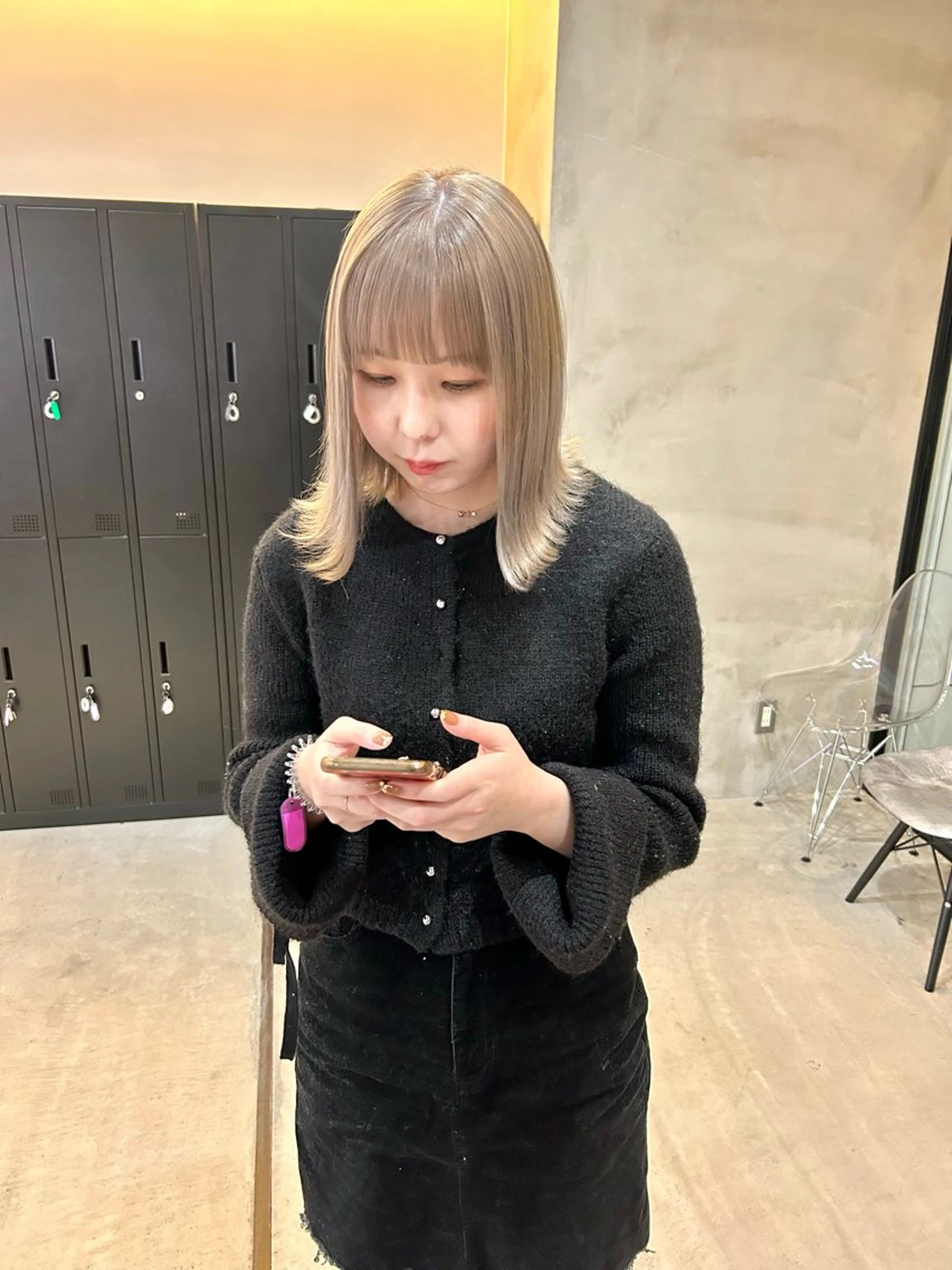 ミディアム カラー ヘアカラー トリートメント mood tatemachiのヘアスタイル