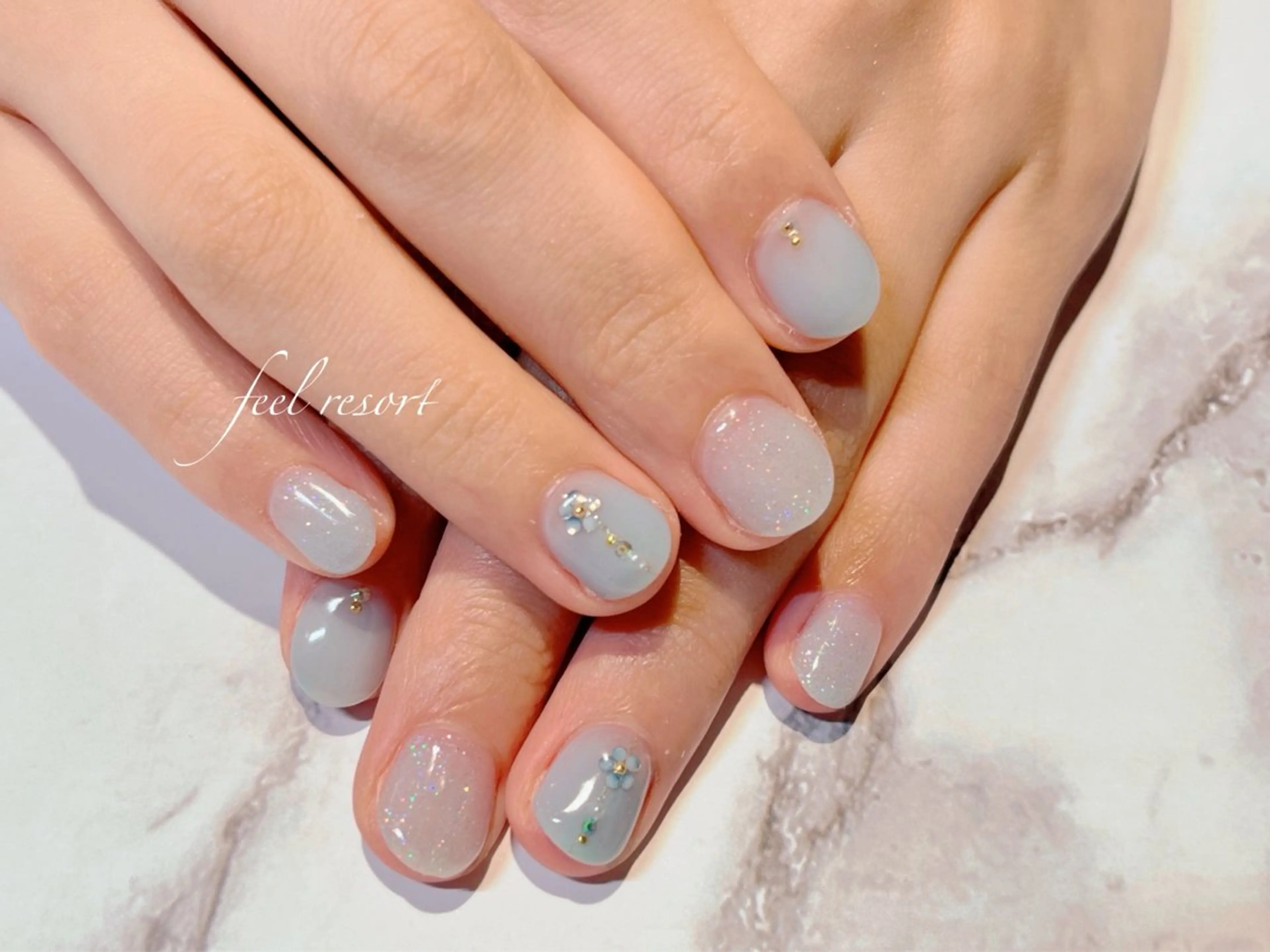 ネイル 長さ出し フットネイル フレンチネイル ジェルネイル ガラスフレンチ ハンドネイル Lien（リアン） 銀座駅6分のネイルデザイン