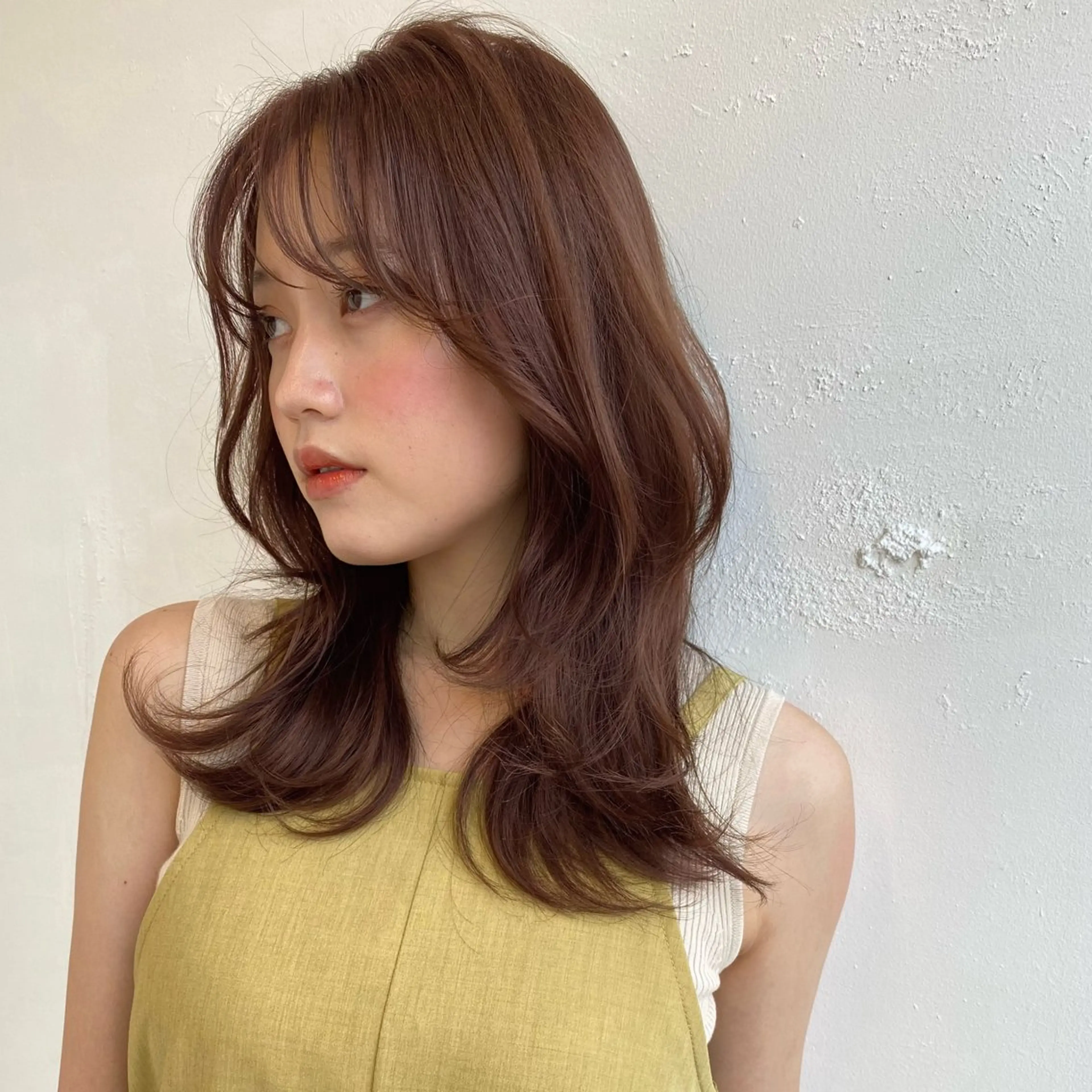 セミロング カラー ベージュカラー ブリーチ ブリーチなしカラー ピンクカラー ピンクベージュ 🥣 hashi 🛋️のヘアスタイル