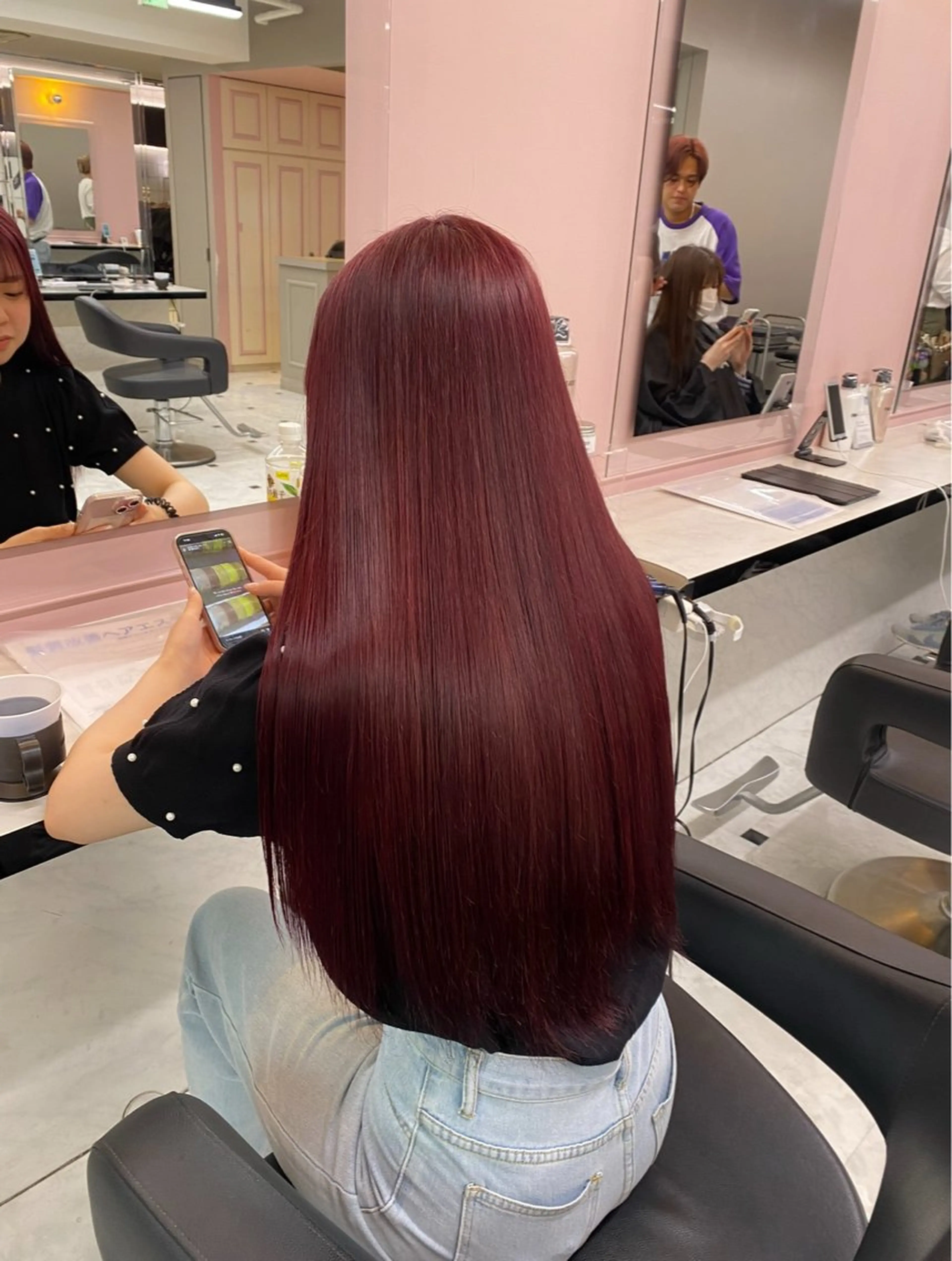 ロング ヘアカラー トリートメント ヘッドスパ ヘアセット 韓国ガーリー🤍暖 色カラー🤍misaのヘアスタイル