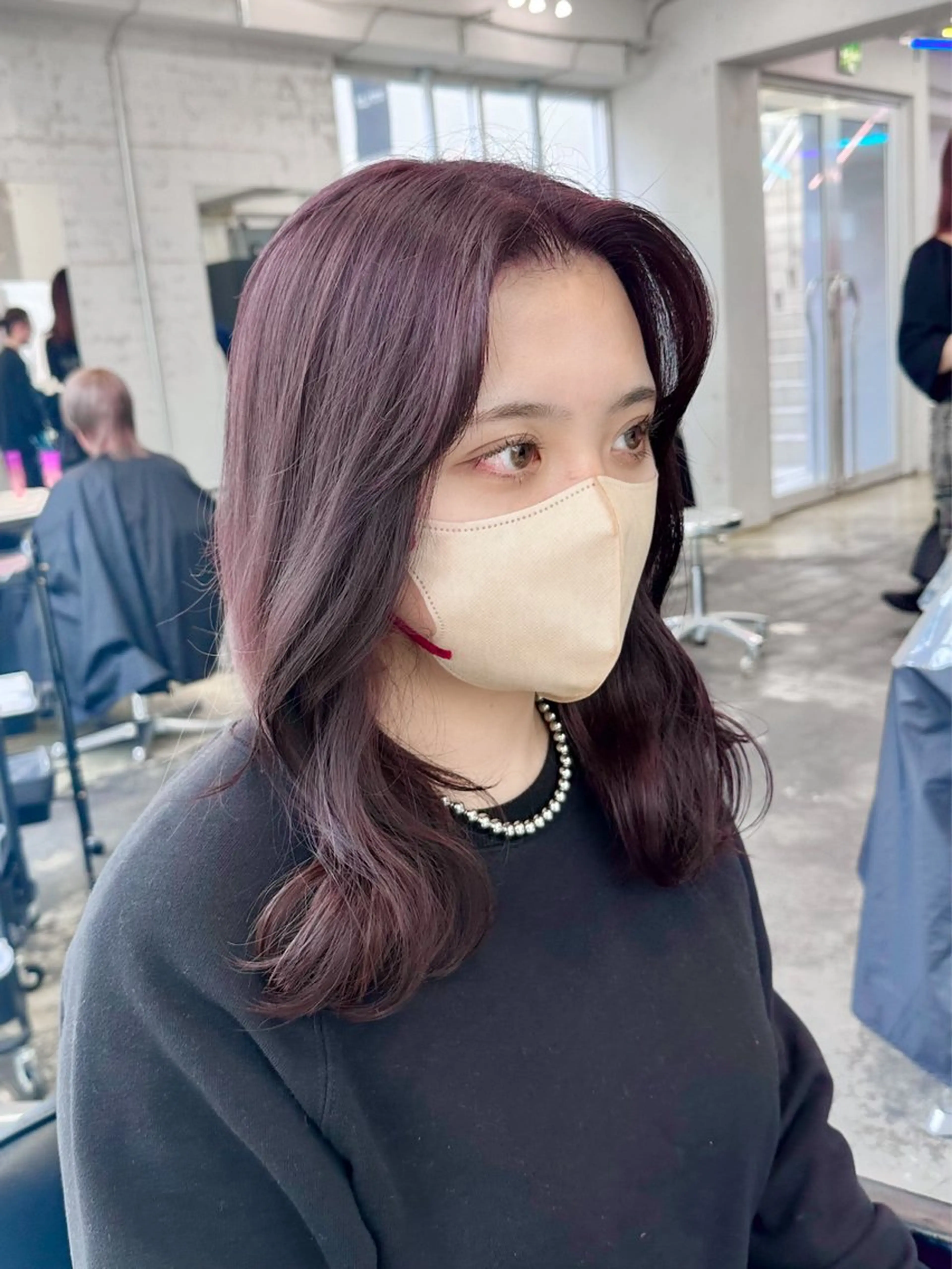 セミロング カラー ヘアアレンジ ラベンダーカラー 🥀モテ暖色× エクステ🥀あかりのヘアスタイル