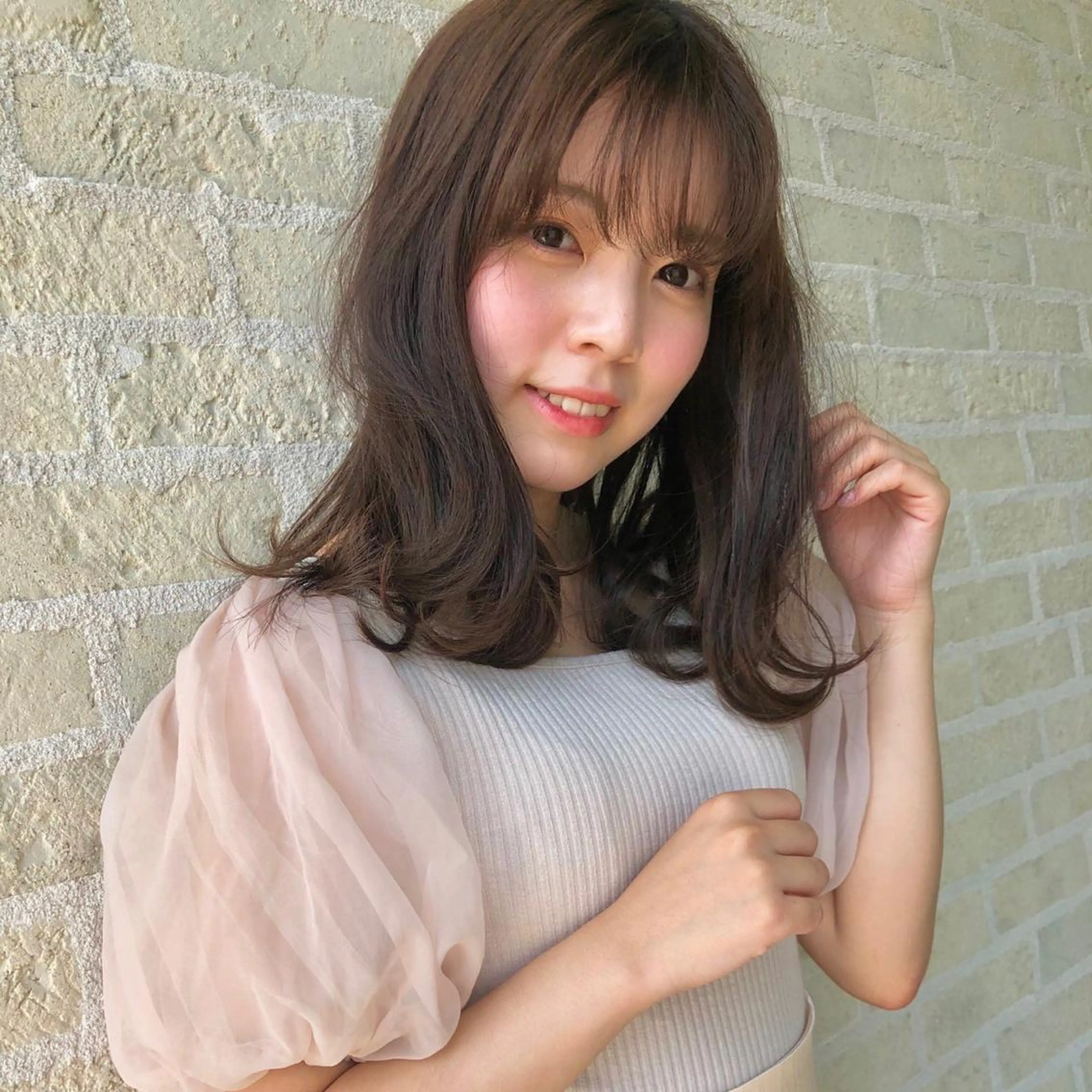 セミロング カラー ベージュカラー ブラウンカラー カット ヘアカラー トリートメント カットハウスwith所属・角田 翔太郎のヘアスタイル