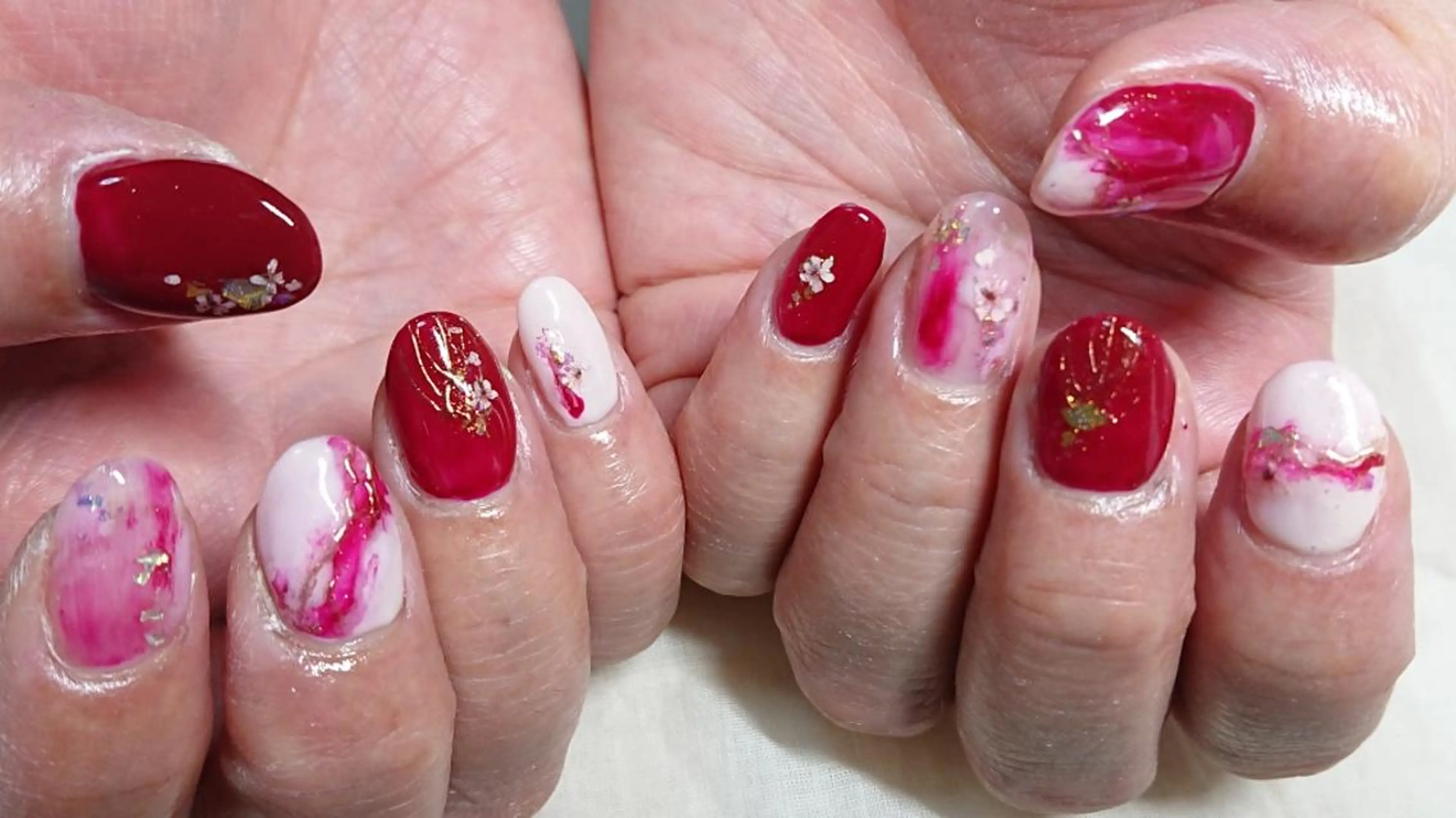 ネイル 春ネイル ハンドネイル shellnail さなえのネイルデザイン