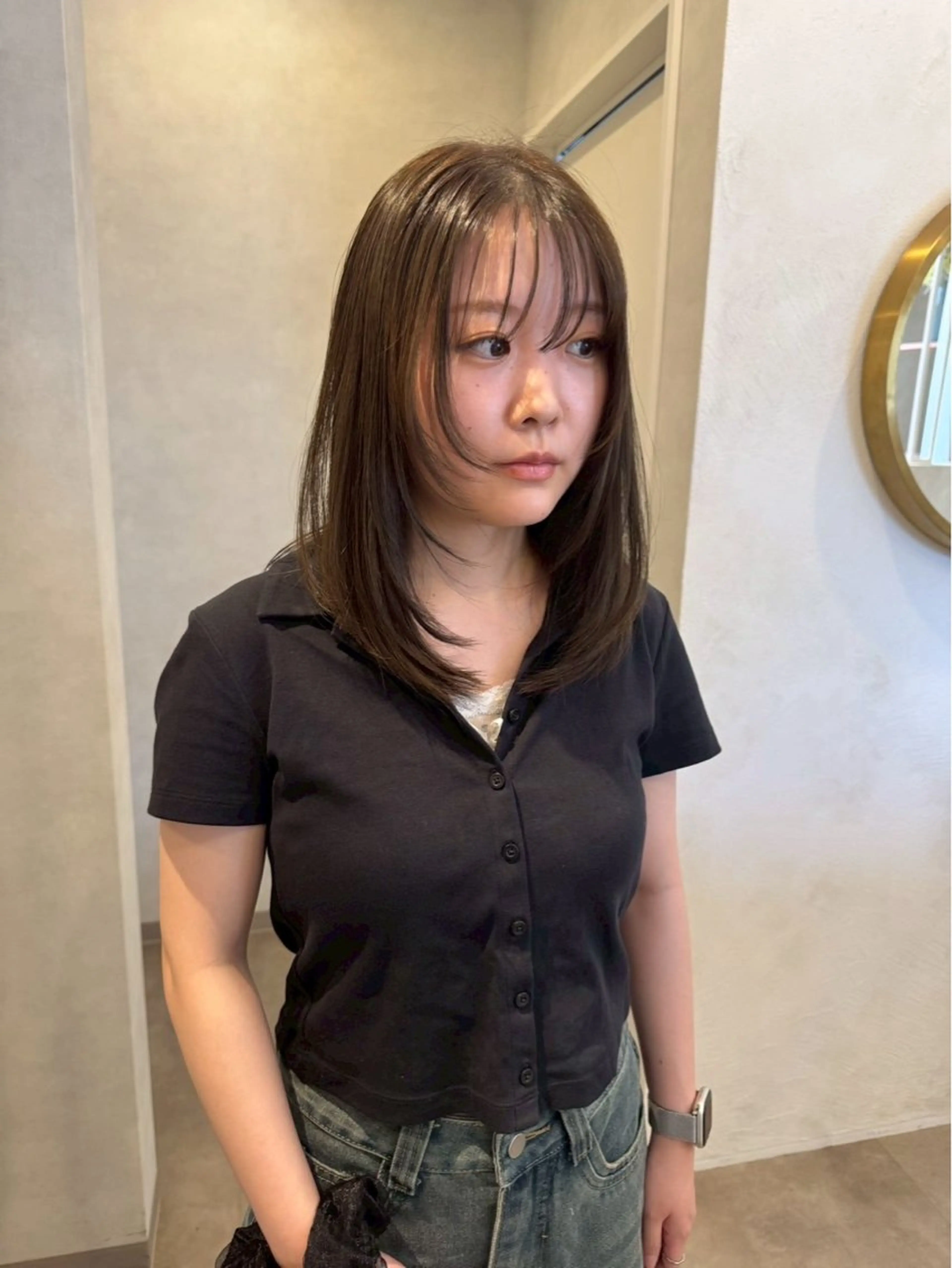 ロング 顔まわりレイヤー 顔周りカット レイヤーカット カット リトルガーデン/ yuka🧁‎‎のヘアスタイル