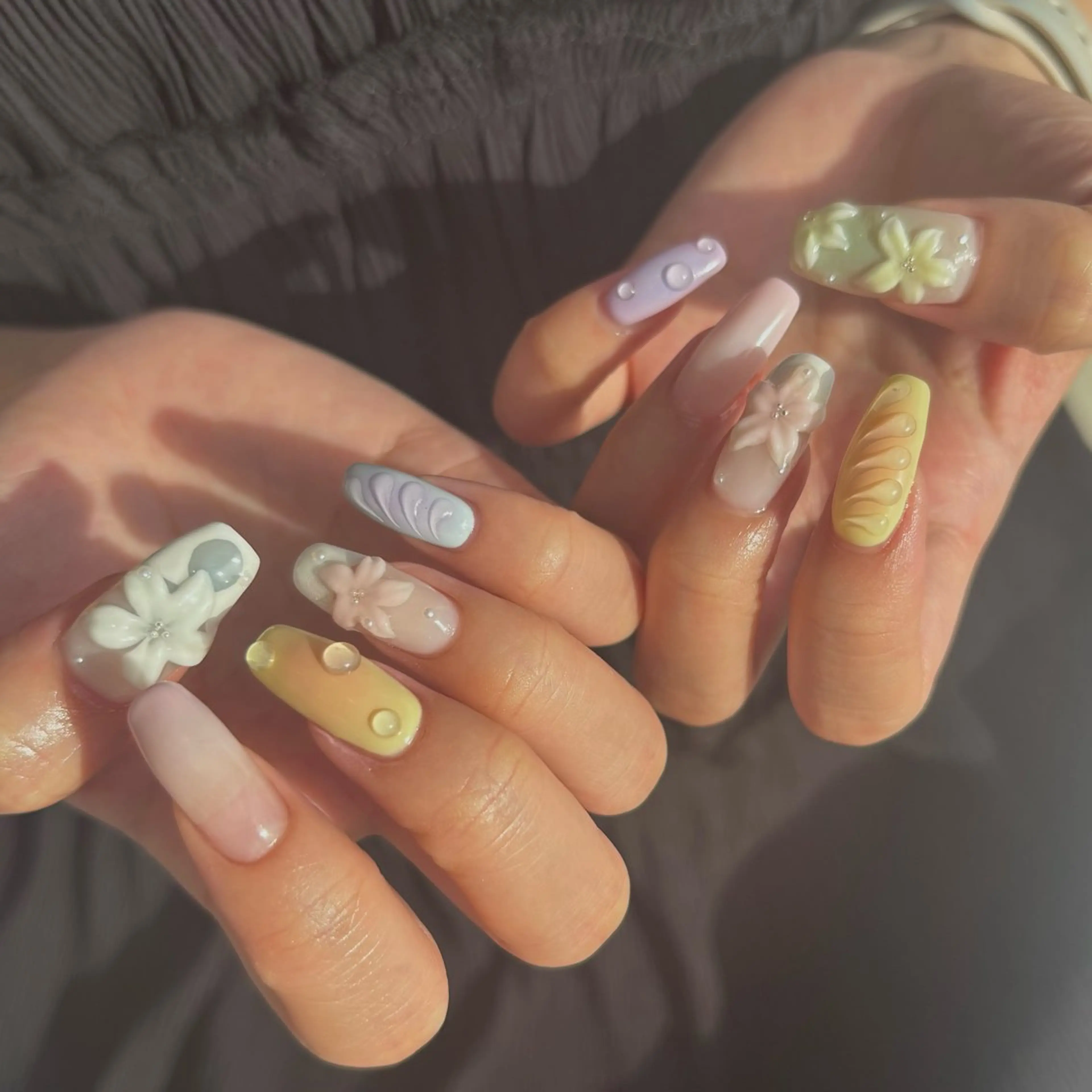 ネイル フラワーネイル パステルネイル 夏ネイル Nail  Salon Crea所属・MIU ★crea渋谷のネイルデザイン