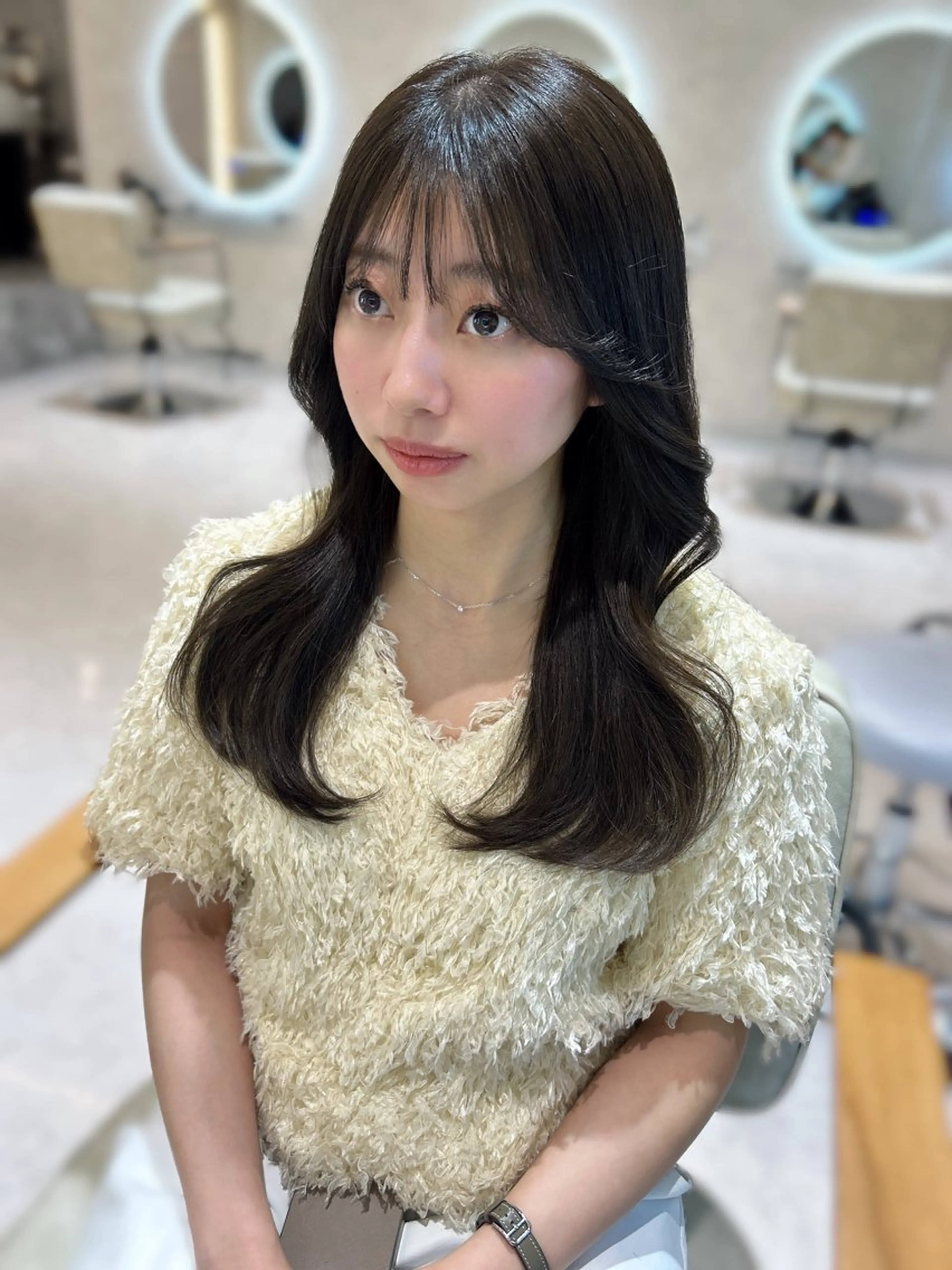 セミロング カット ヘアカラー トリートメント enu所属・enu梅田 韓国ヘア ゆりのヘアスタイル