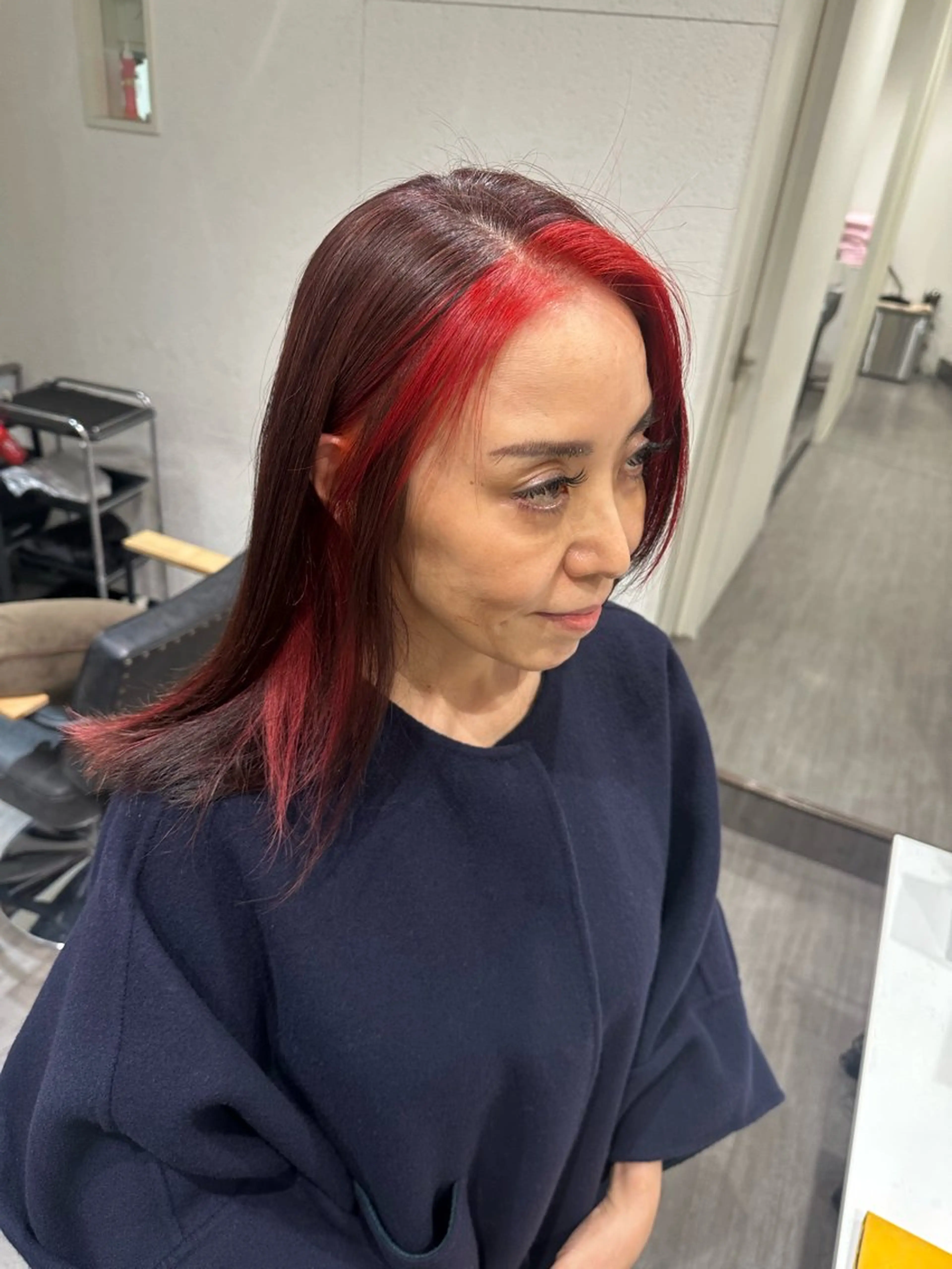 ミディアム カラー レッドカラー 艶髪レイヤー上田 紗也🇰🇷💗のヘアスタイル