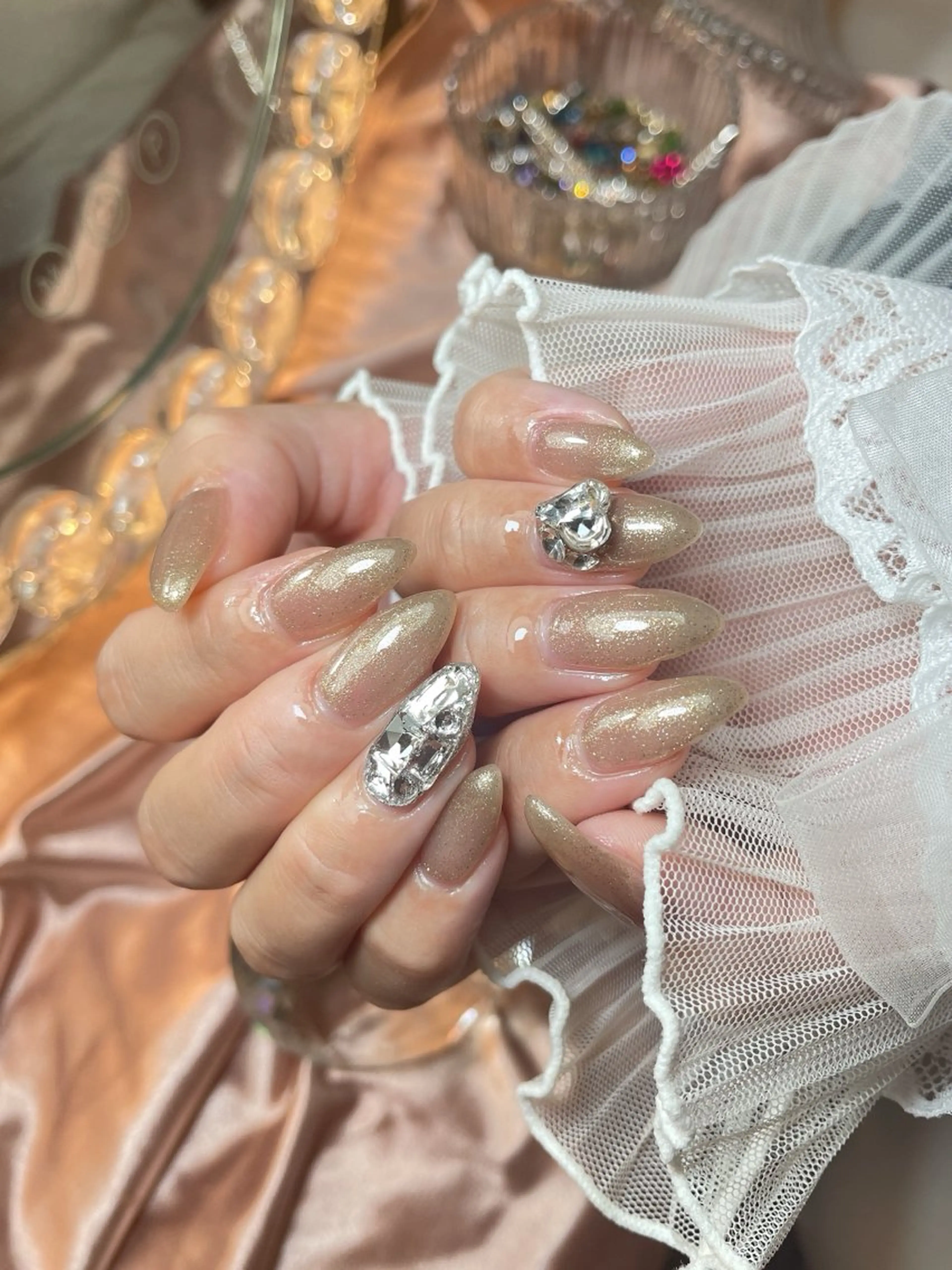 ネイル 23時まで❤︎韓国、 ワンホンネイルのネイルデザイン