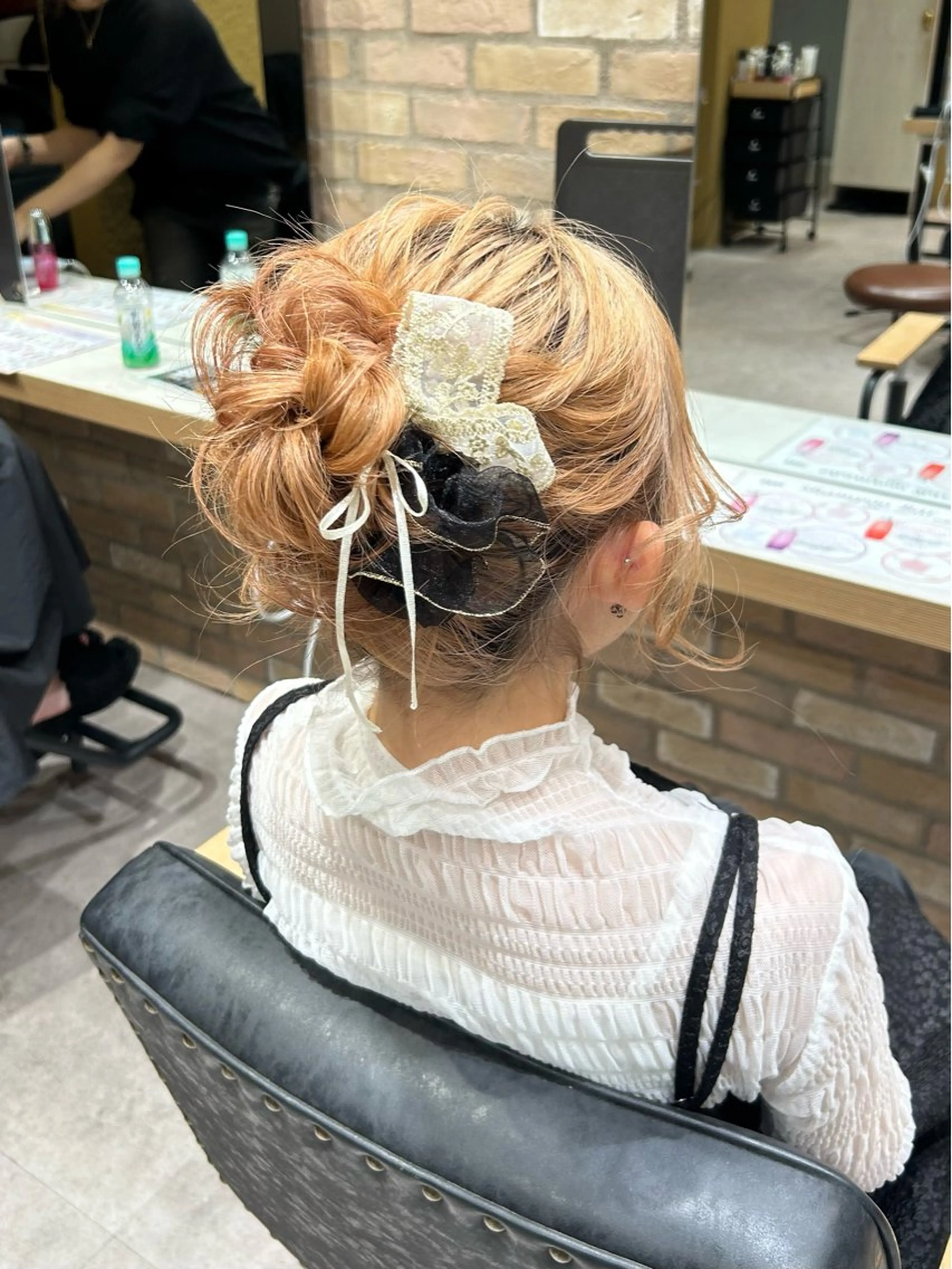 ミディアム ヘアアレンジ 浴衣 ヘアセット 透明感カラー、ネイル COCORO🎀☘️のヘアスタイル