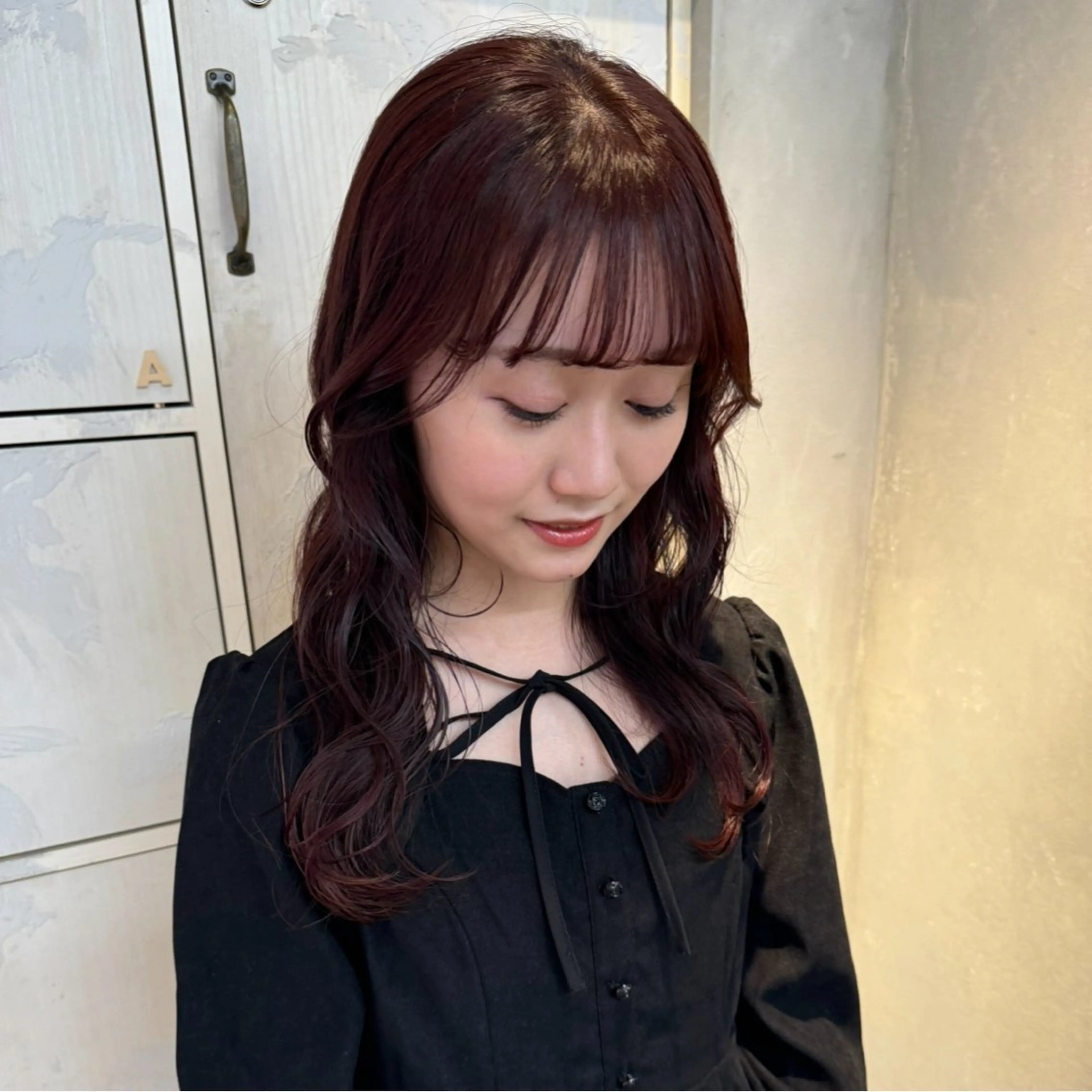 ミディアム カラー ボルドーカラー カット ヘアカラー ショート/ボブ 透明感カラー☆akoのヘアスタイル