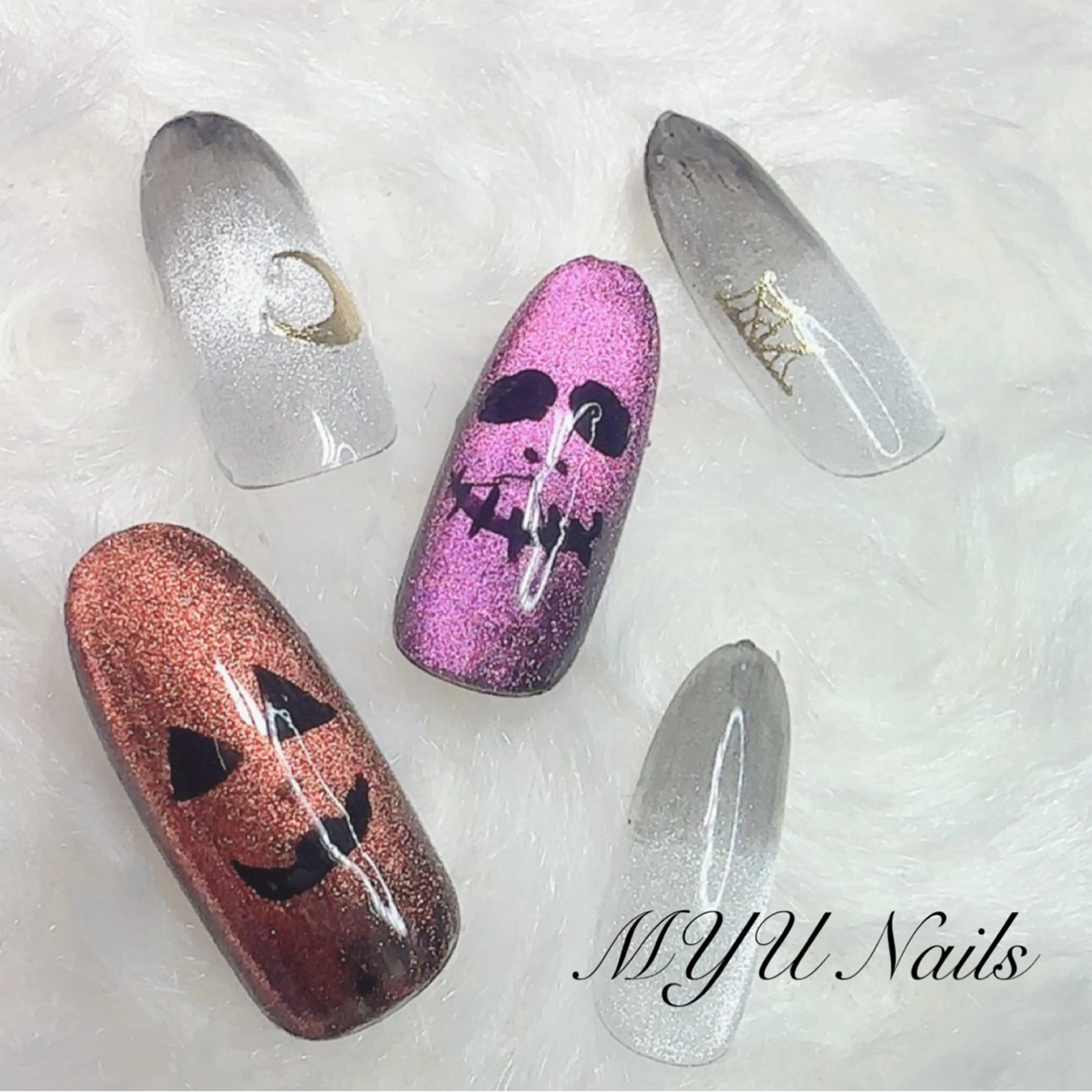 ネイル ジェルネイル ハロウィン 持ち込み ニュアンスネイル パラジェル ハンドネイル MYU Nails所属・MYU Nailsのネイルデザイン