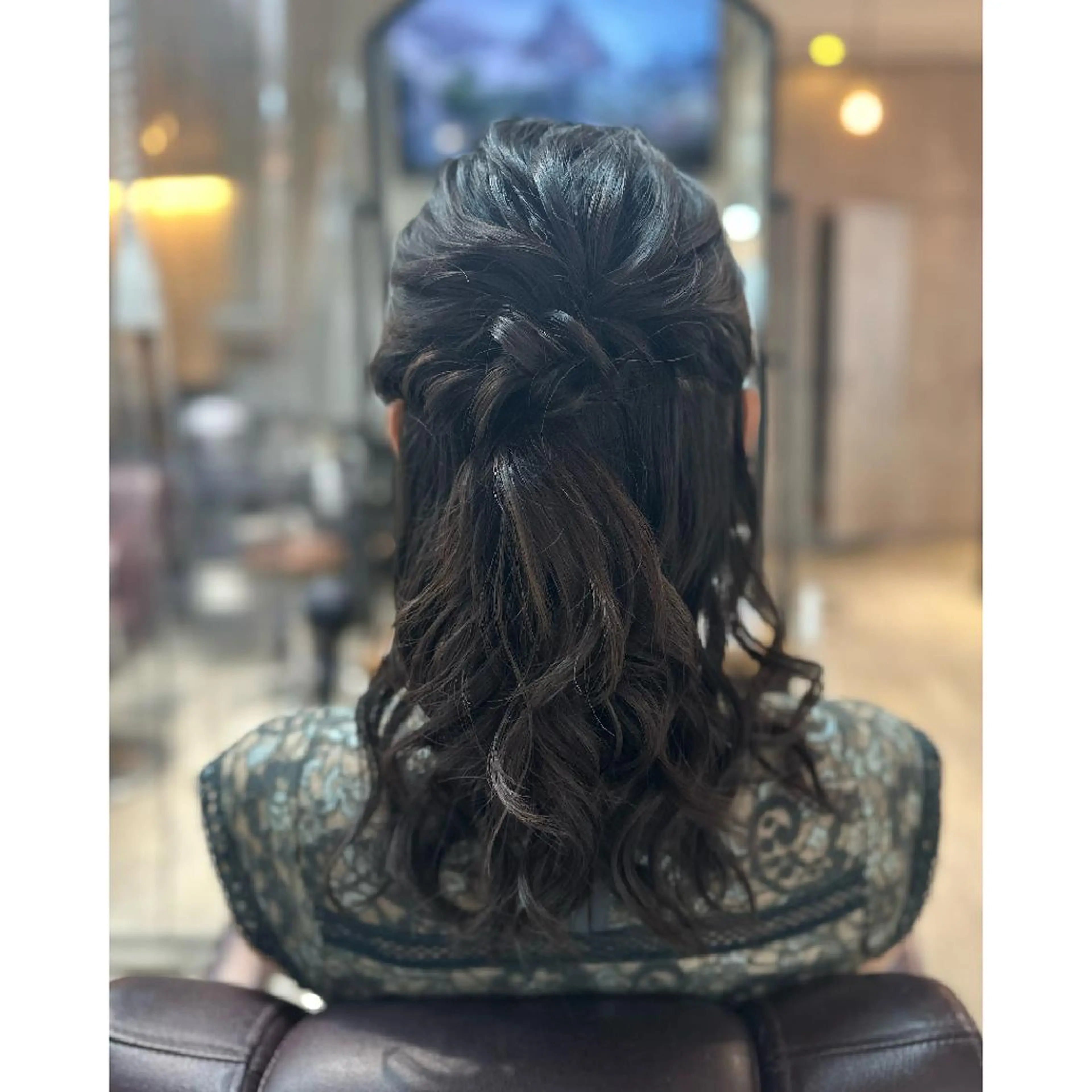 ロング カラー パーマ ヘアアレンジ メンズ キッズ ハーフアップ 結婚式・ブライダル ヘアセット BRAIDS💎愛子 大人ハイライト💎のヘアスタイル