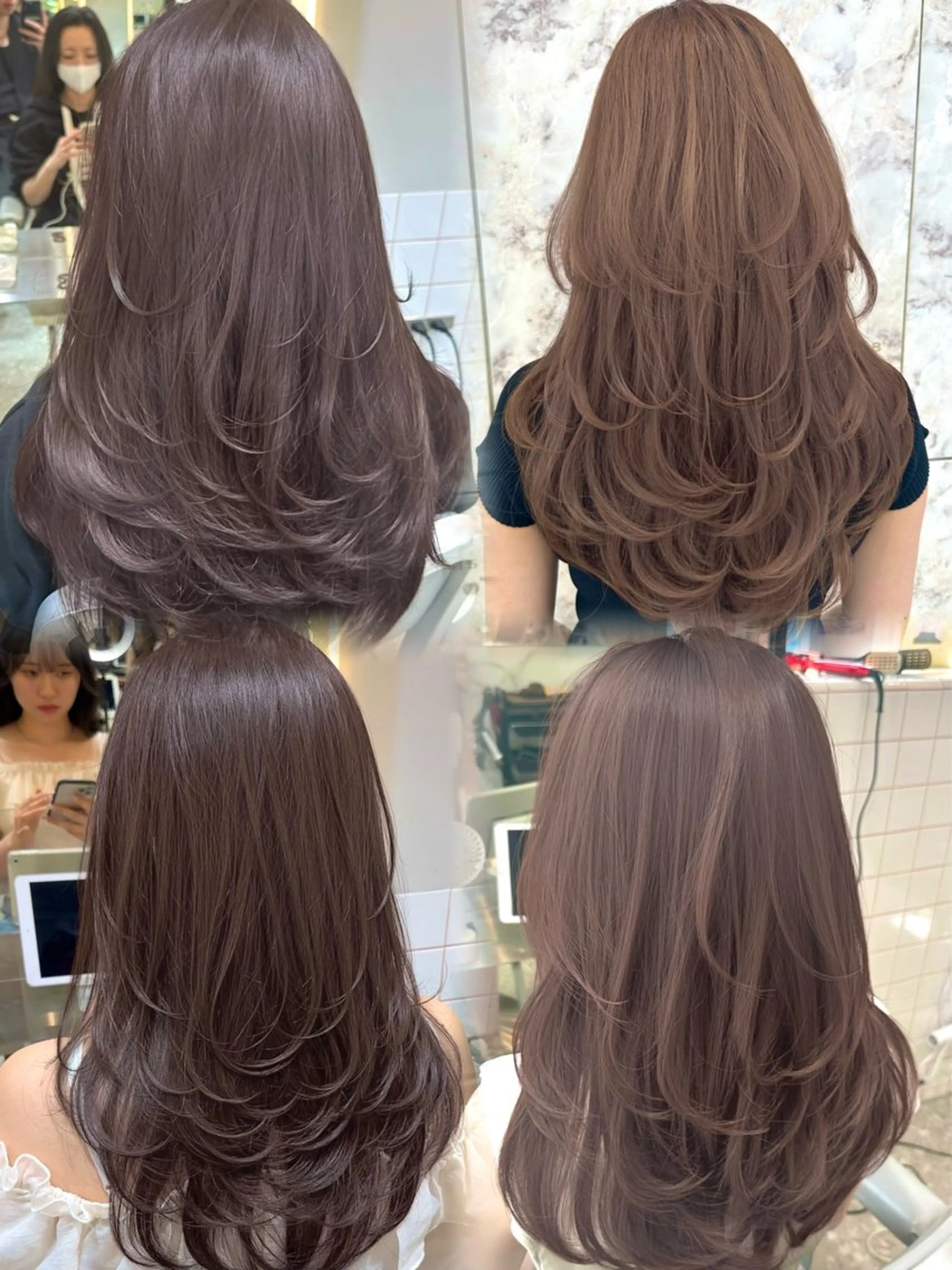 セミロング カラー カット ヘアカラー トリートメント 韓国レイヤー/透明感 カラー/髪質改善角所のヘアスタイル