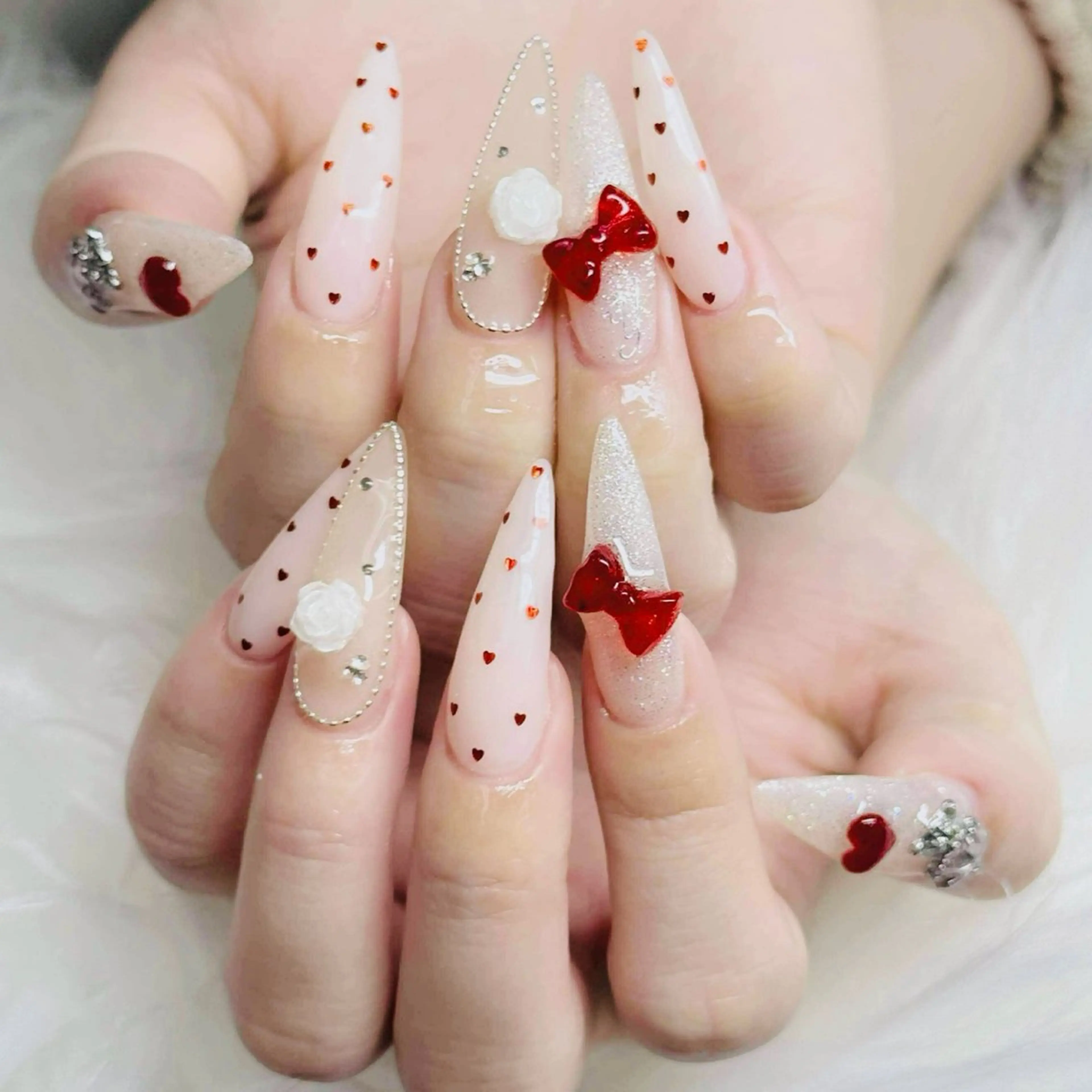 ネイル チークネイル 長さ出し フットネイル マグネットネイル 持ち込み ハンドネイル ANH NAIL ゴテゴテ専門店💎のネイルデザイン