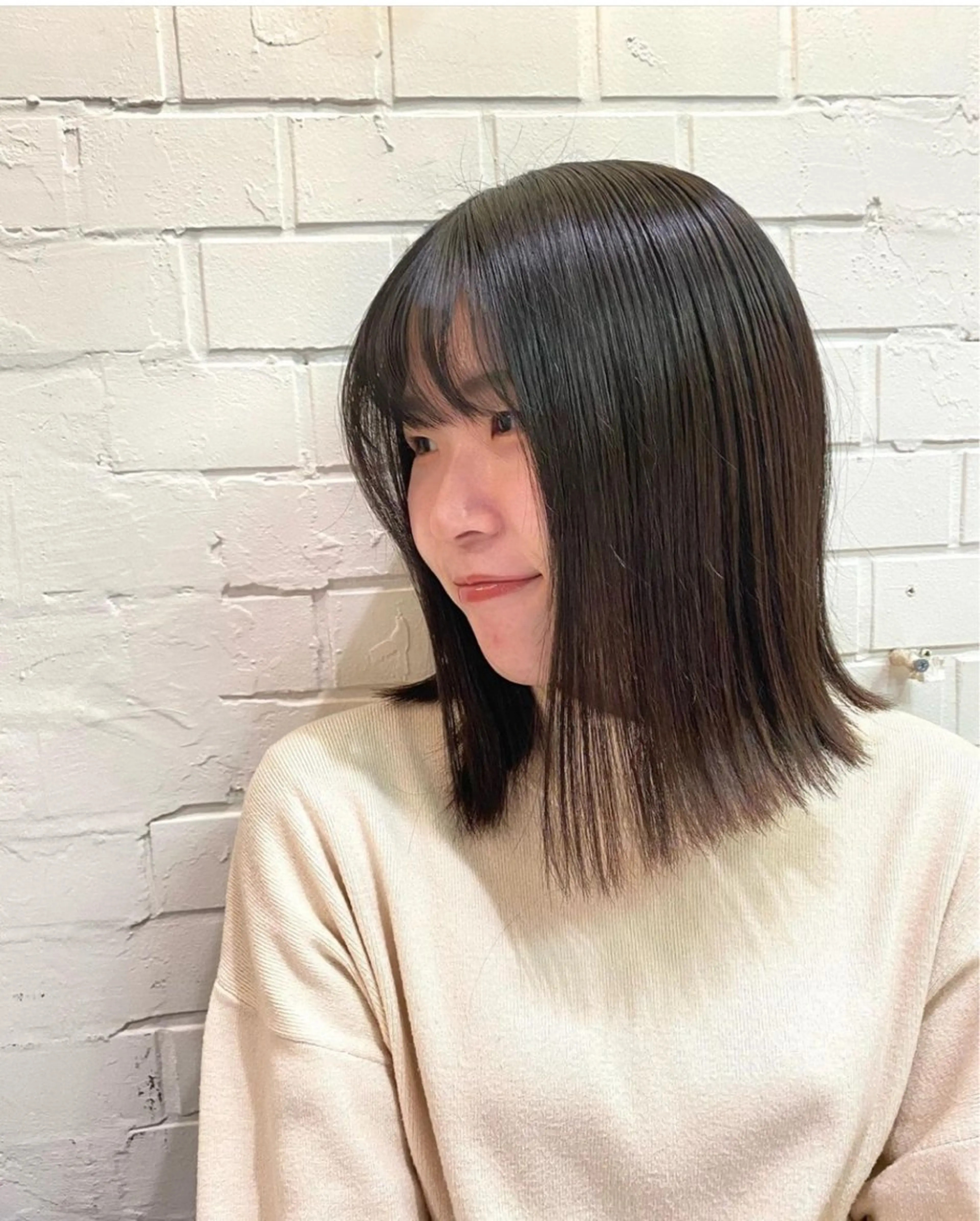 ミディアム カラー アッシュ 透明感カラー 水原波津輝/ボブ /ニュアンスパーマのヘアスタイル