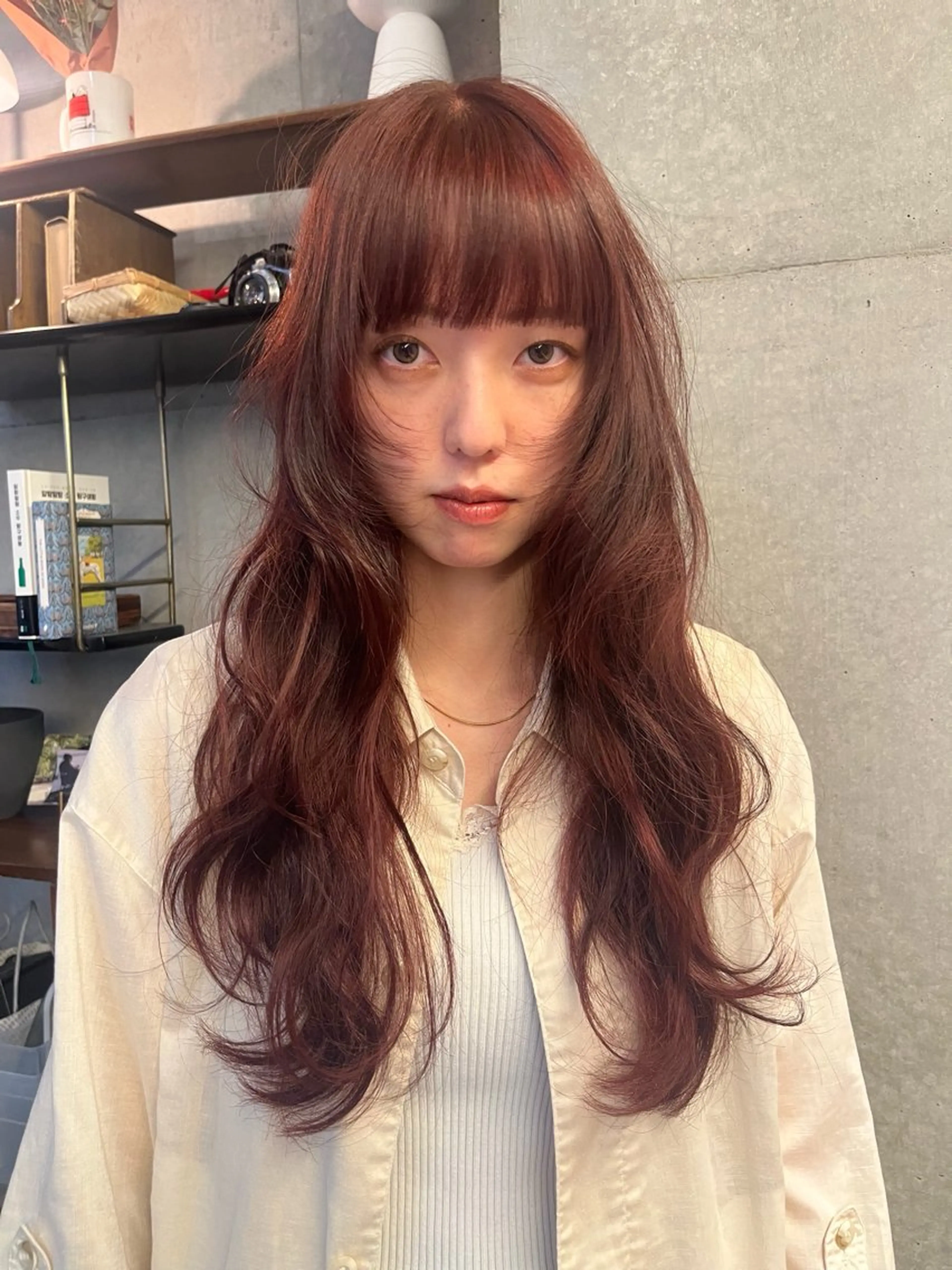 ロング ボブ 顔まわりレイヤー ハイレイヤー 韓国風ヘア レイヤーカット レイヤーカット/ウル フ　chinatsuのヘアスタイル