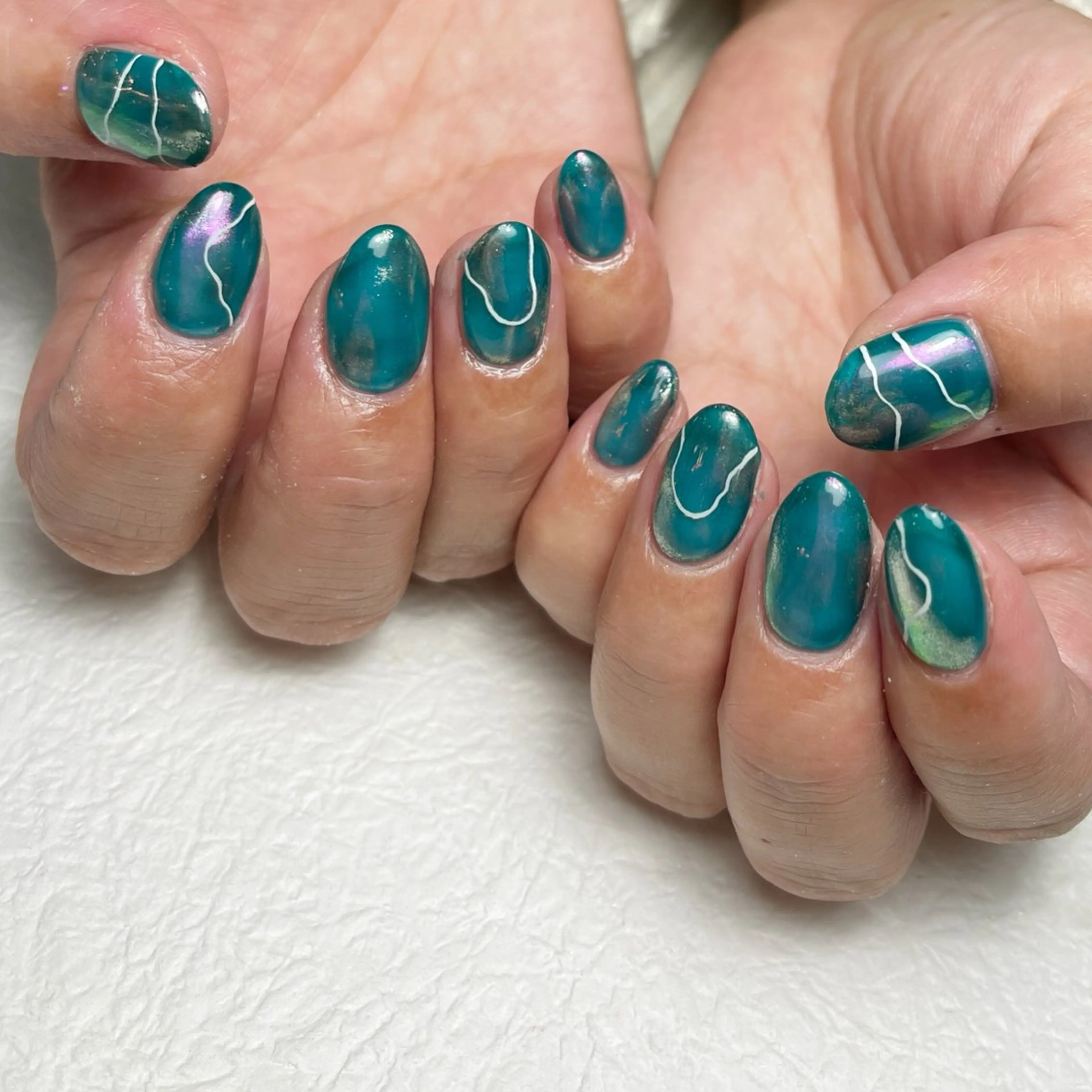 ネイル アートネイル ブルー フットネイル ジェルネイル キラキラネイル Y nail なんば堀江店のネイルデザイン