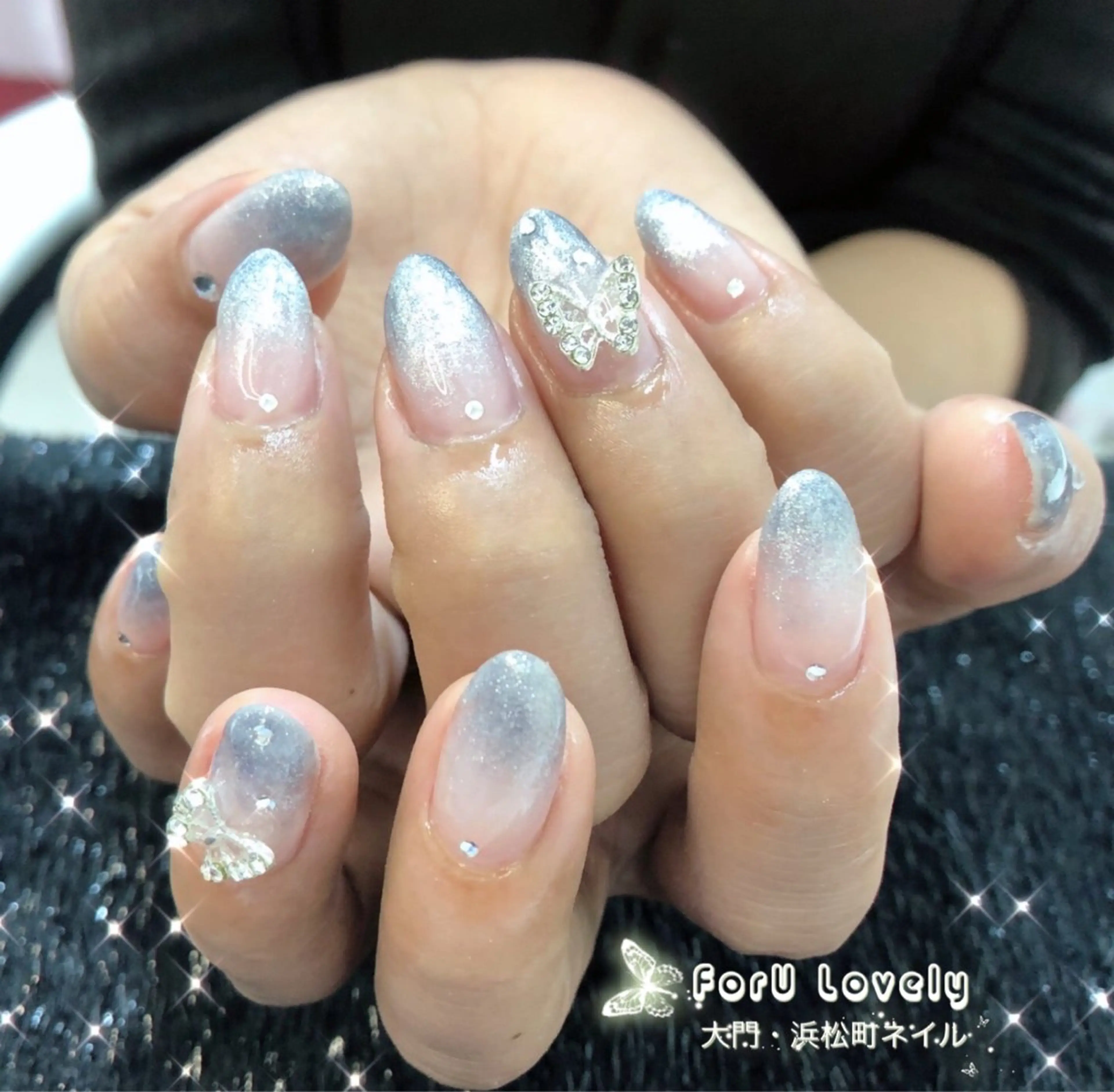 ネイル フレンチネイル ジェルネイル ガラスフレンチ ゴージャス グラデーション 大門浜松町 ネイルのネイルデザイン