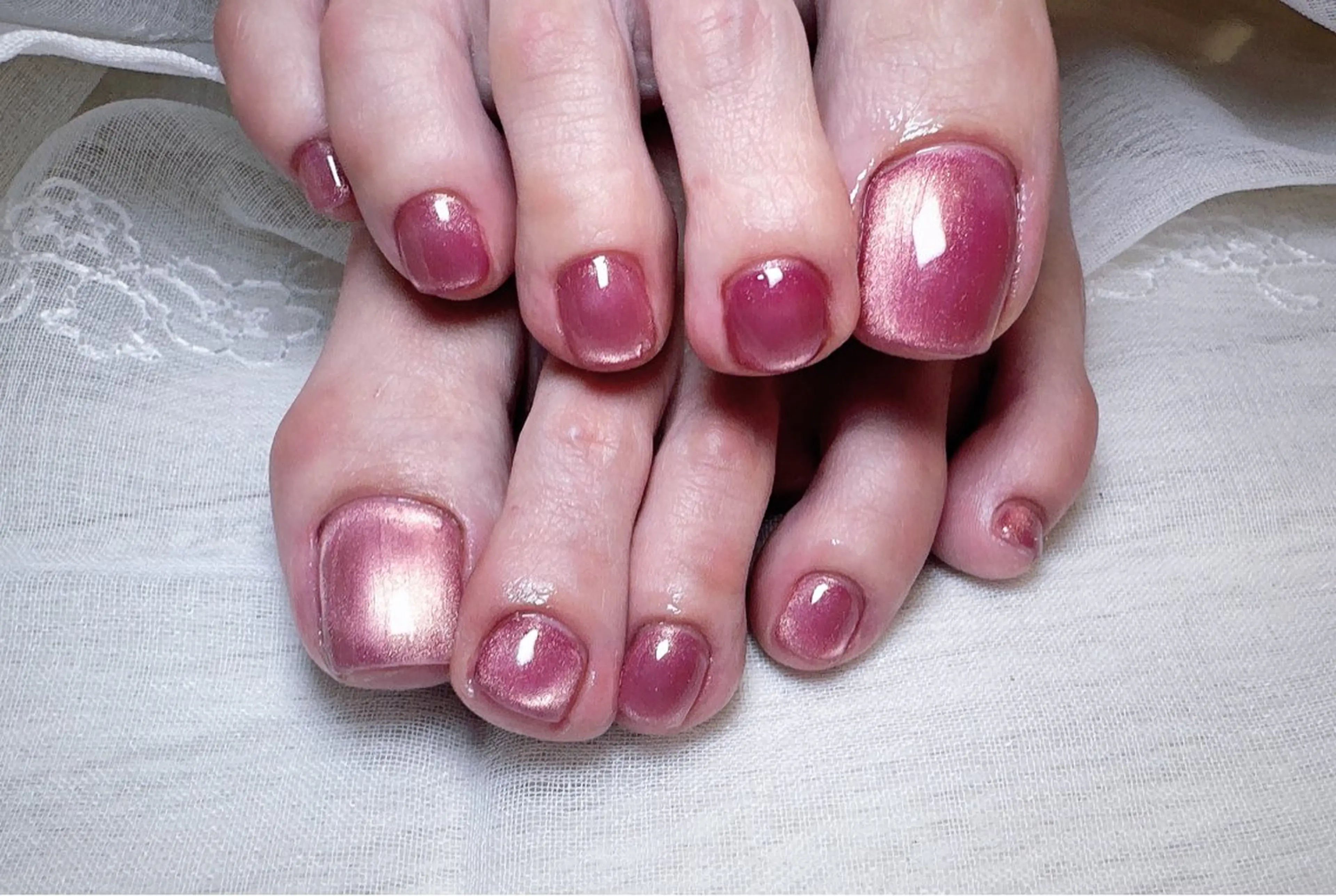 ネイル フットネイル 韓国ネイル マグネットネイル 春ネイル ワンホンネイル フットネイル 恵比寿 The Nailのネイルデザイン