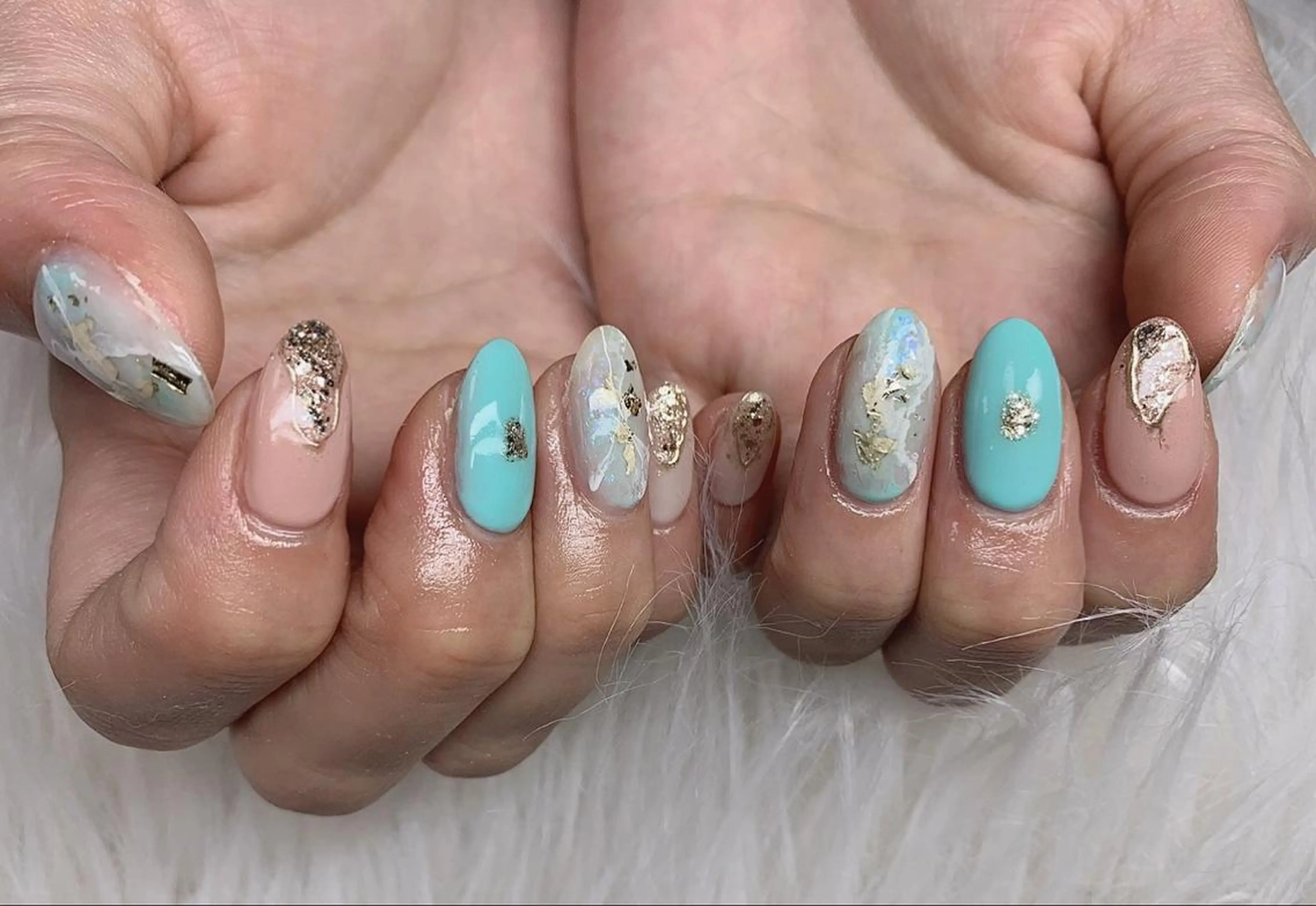 ネイル 大理石ネイル(マーブル) ミラーネイル ハンドネイル For  u  nail川崎所属・For u nailのネイルデザイン