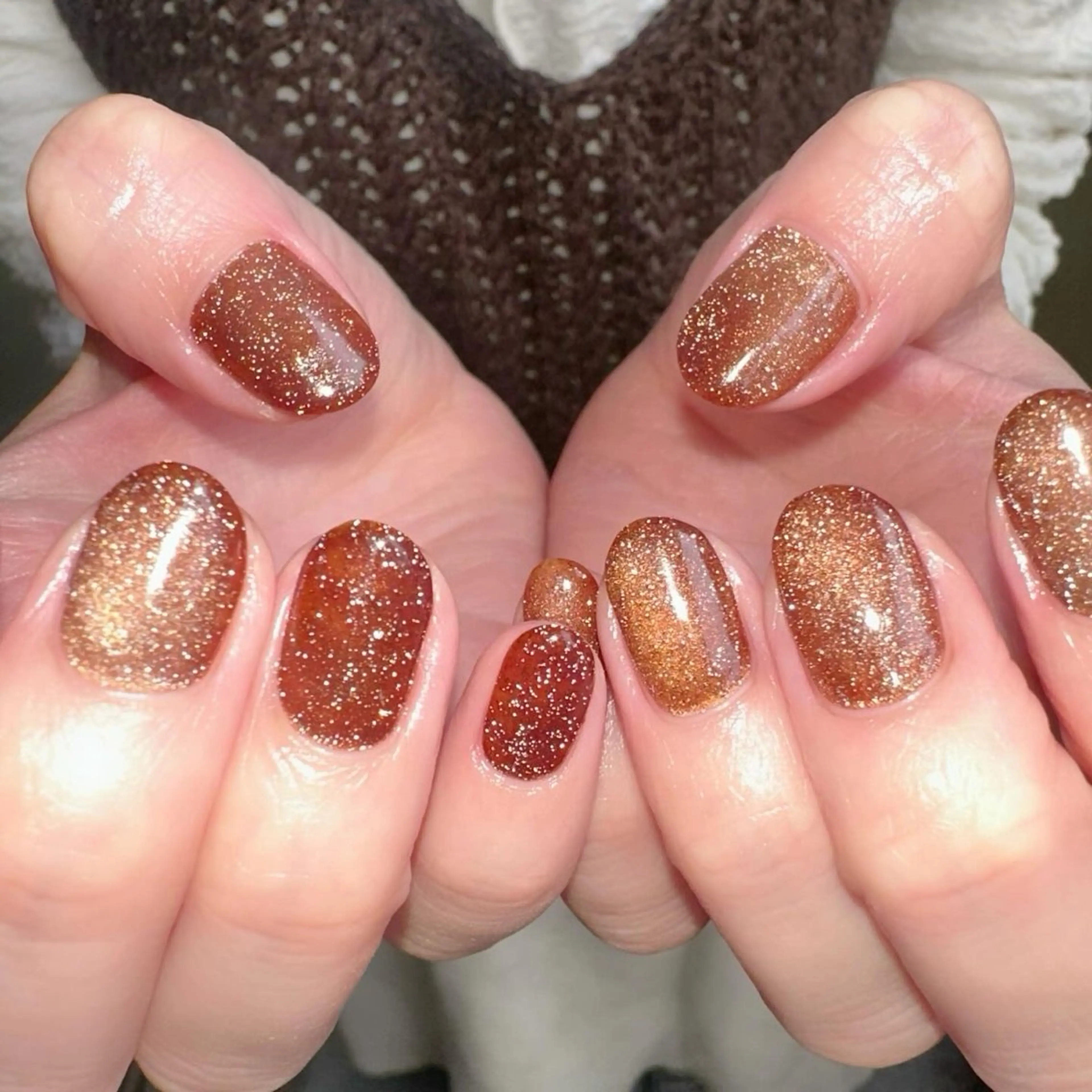 ネイル ブラウン フラッシュネイル 氷ネイル・うるうるネイル キラキラネイル 韓国ネイル 🪞KAPE NAIL 🪞のネイルデザイン