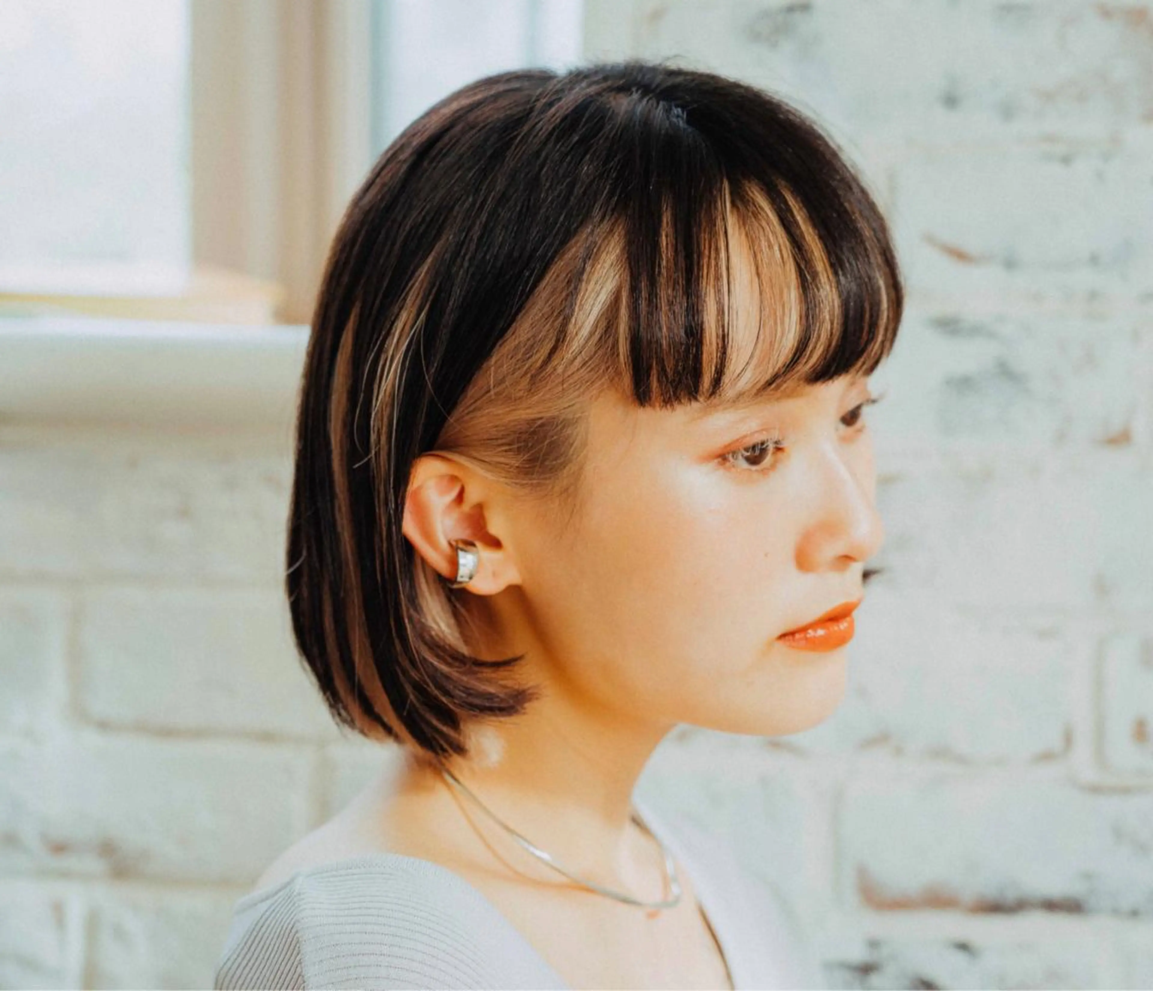 ミディアム カラー カット ヘアカラー トリートメント ブリーチなしWカラー /酸性ストレート河本のヘアスタイル