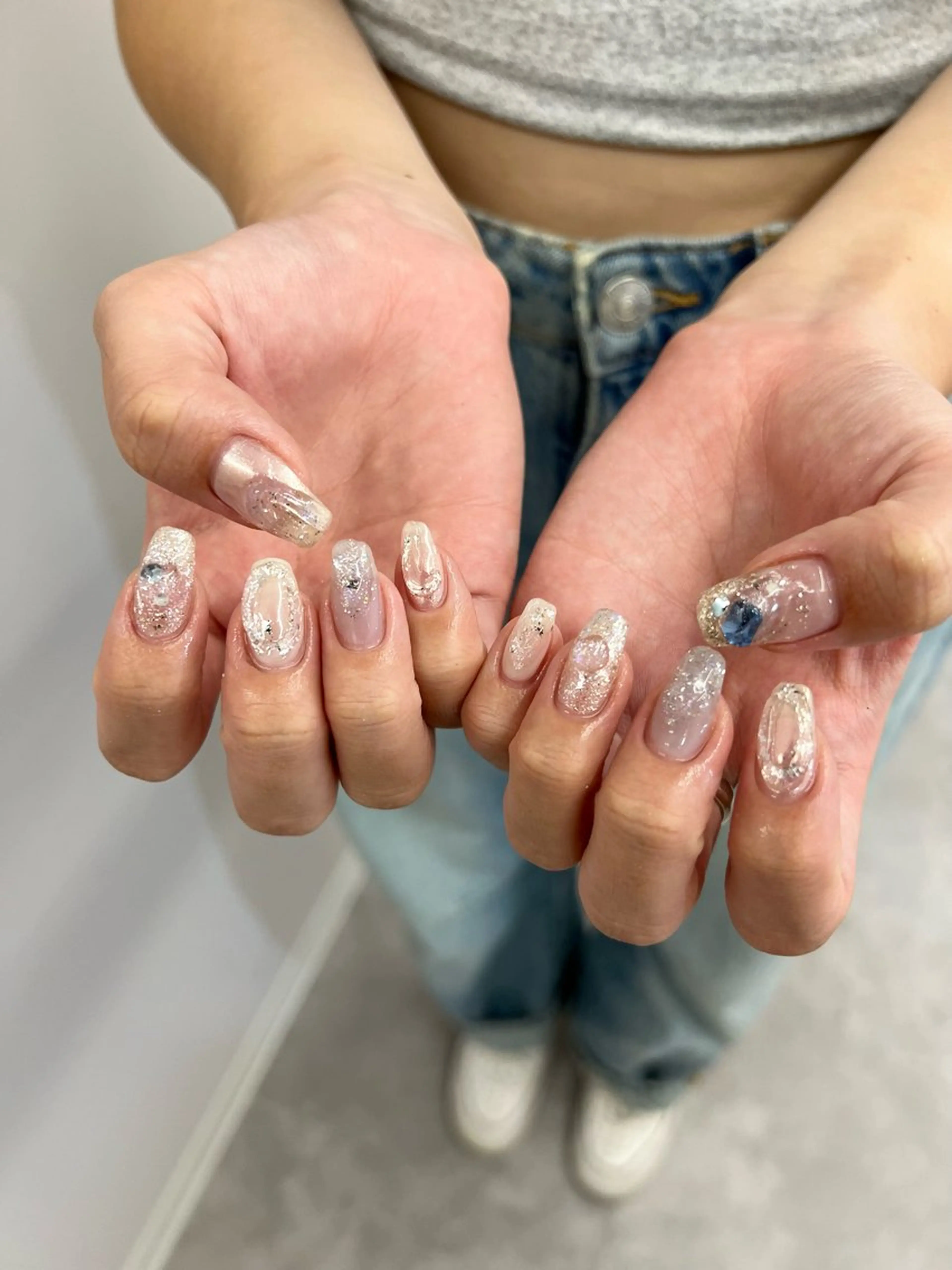 ネイル オーロラネイル ジェルネイル ラメ(グリッター) マグネットネイル ニュアンスネイル Bana_ Nailのネイルデザイン