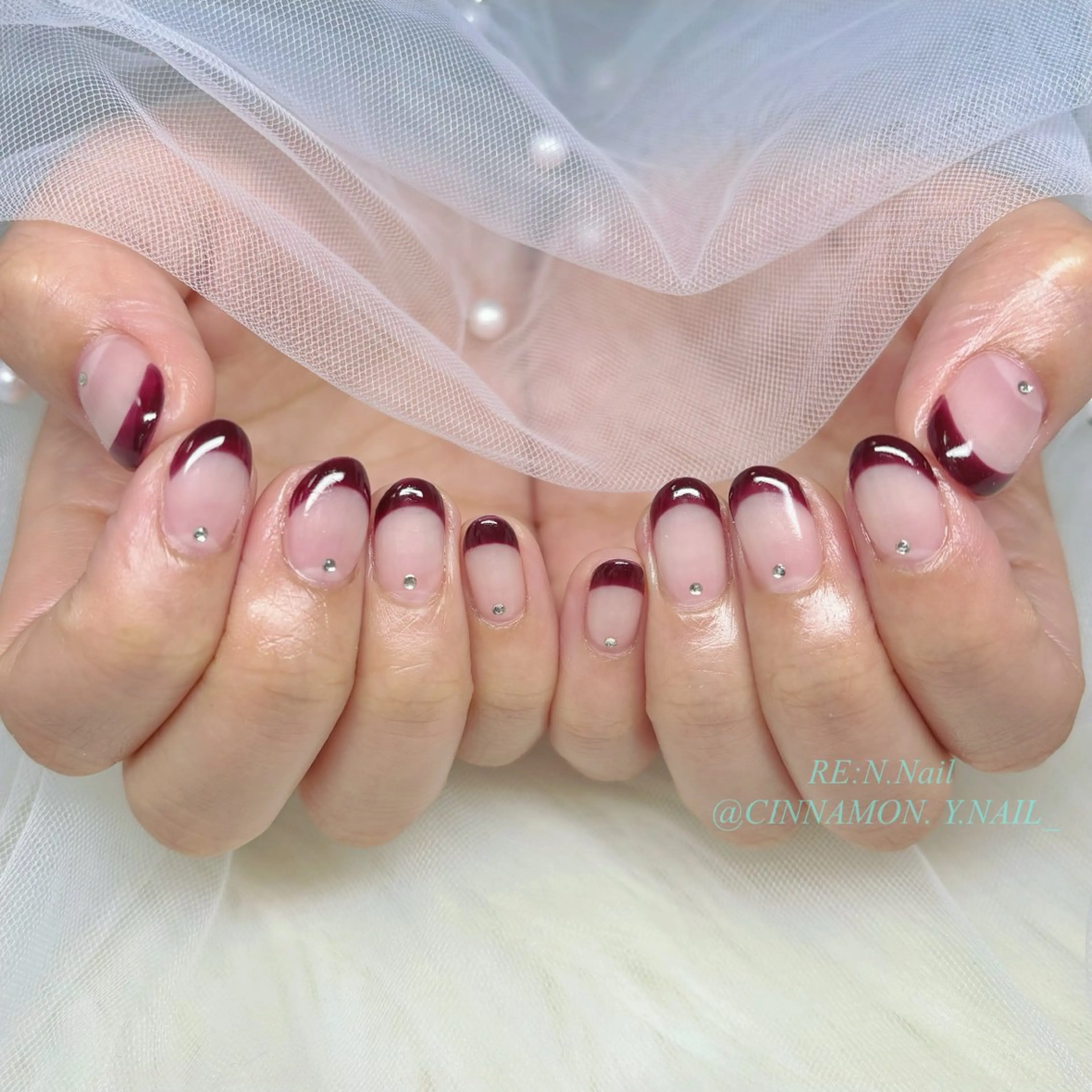ネイル フレンチネイル ハンドネイル Yuna🩵 RE:N.Nailのネイルデザイン
