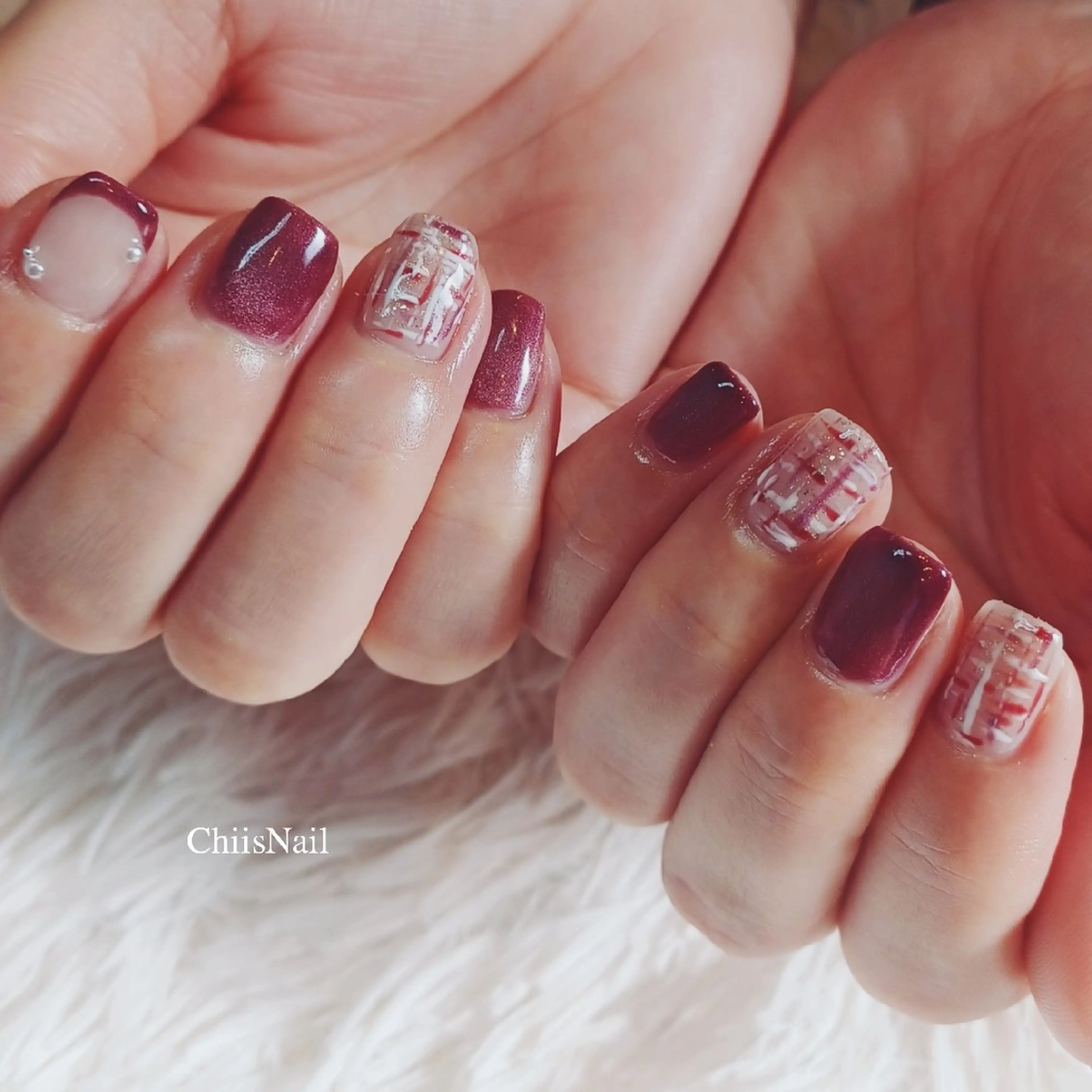 ネイル ツイードネイル ハンドネイル ChiisNail ﾁｨｽﾞﾈｲﾙのネイルデザイン