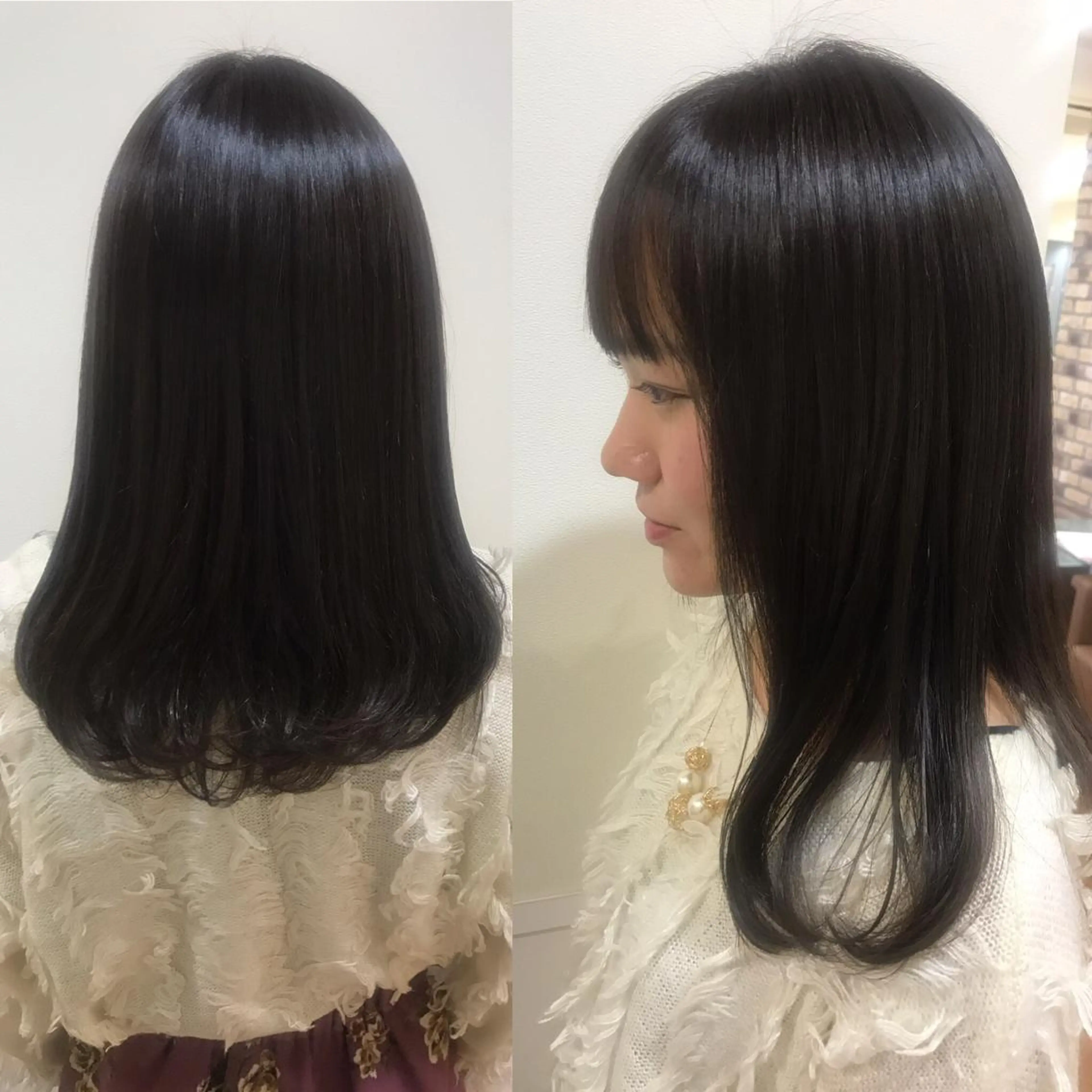 セミロング カット ヘアカラー トリートメント ママ美容師まつげ 🤍まき🤍のヘアスタイル