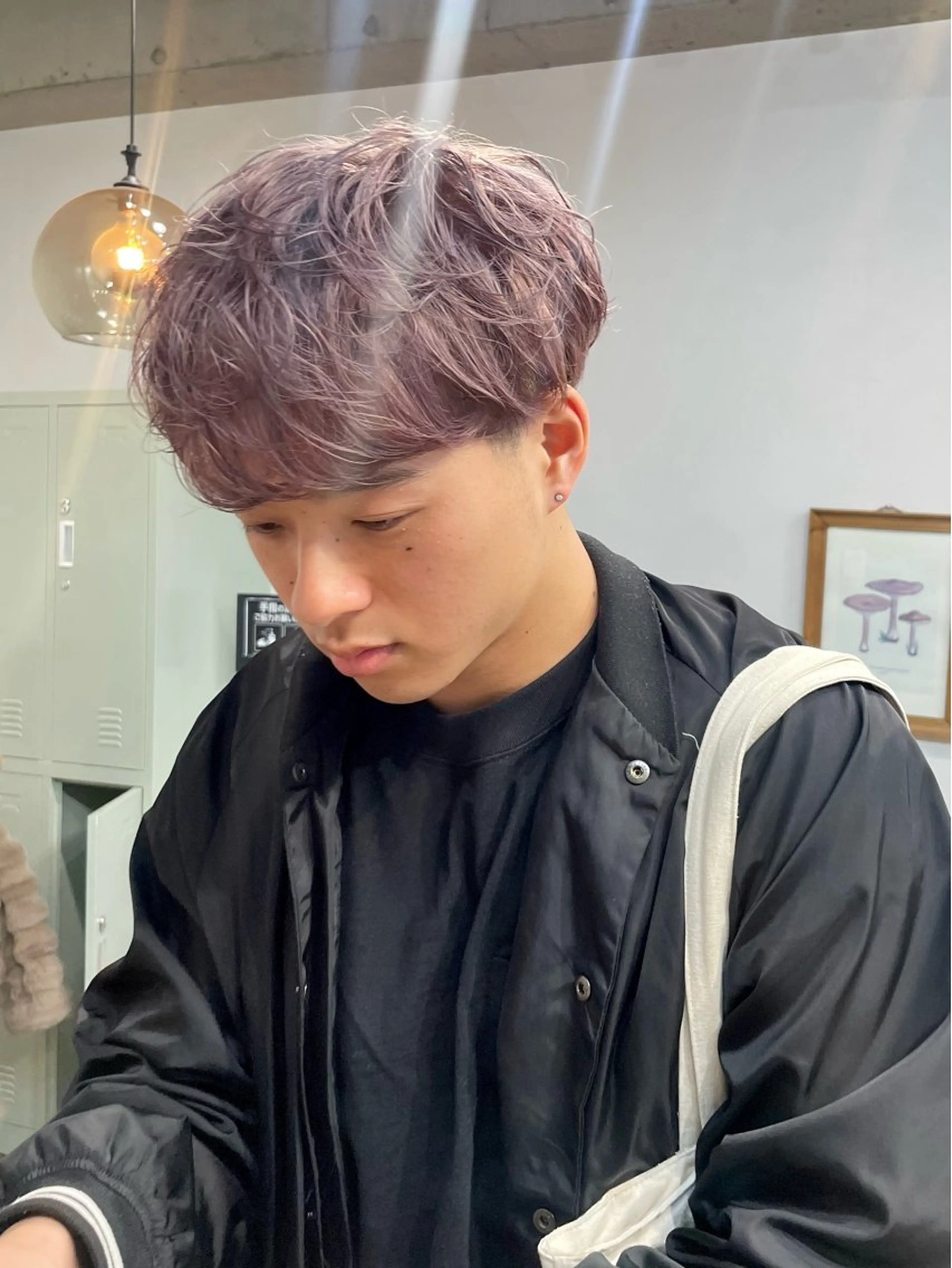 ショート カラー メンズ ピンクカラー シルバー lani hair salon所属・SHOTO ハイトー ン/デザインカラーのヘアスタイル