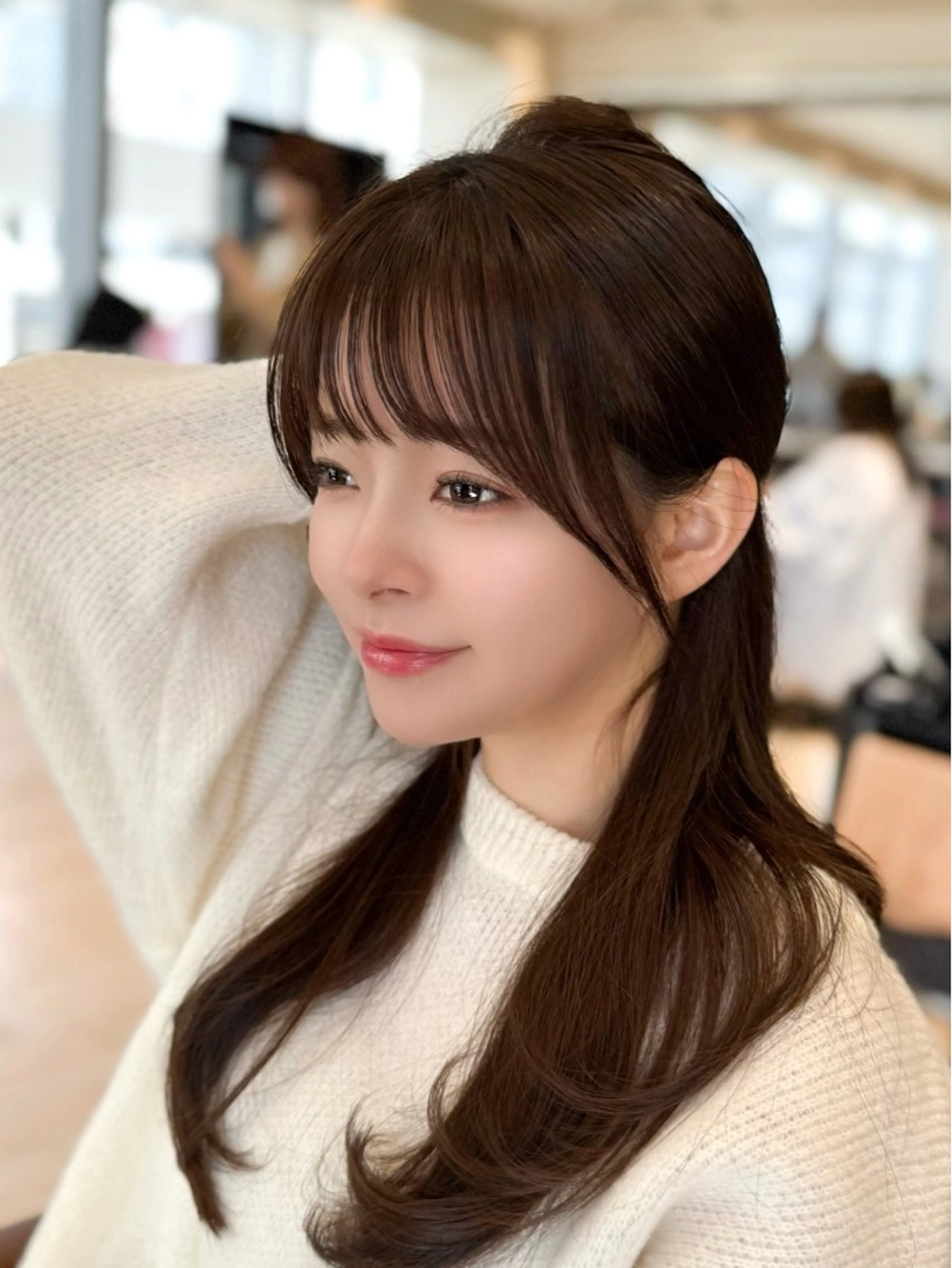 ミディアム カラー ヘアアレンジ カット ヘアカラー トリートメント 最小顔周りカット/ くびれヘア/窪田洸希のヘアスタイル