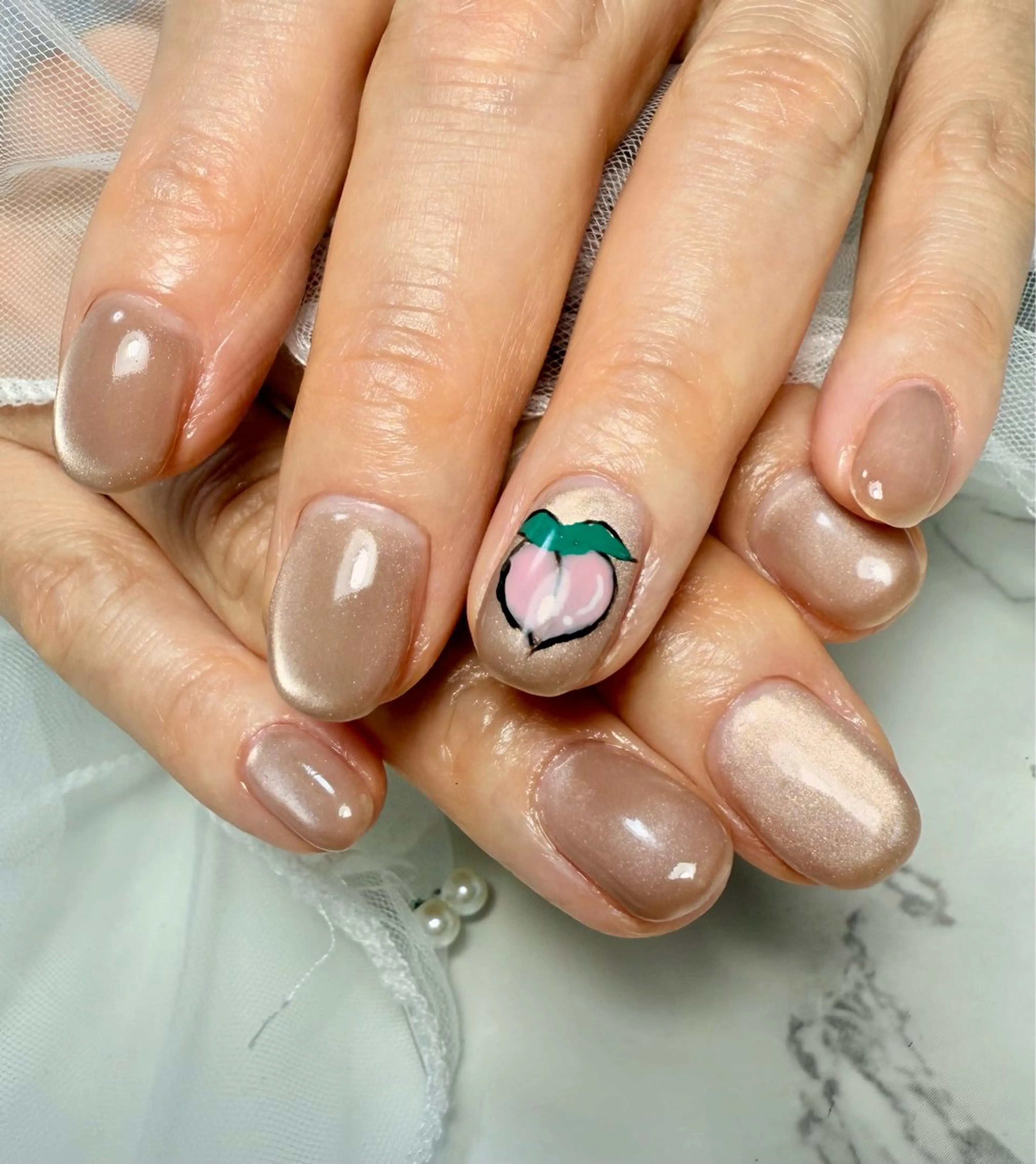 ネイル アートネイル フレンチネイル ガラスフレンチ 氷ネイル・うるうるネイル キラキラネイル M.N_ nailのネイルデザイン