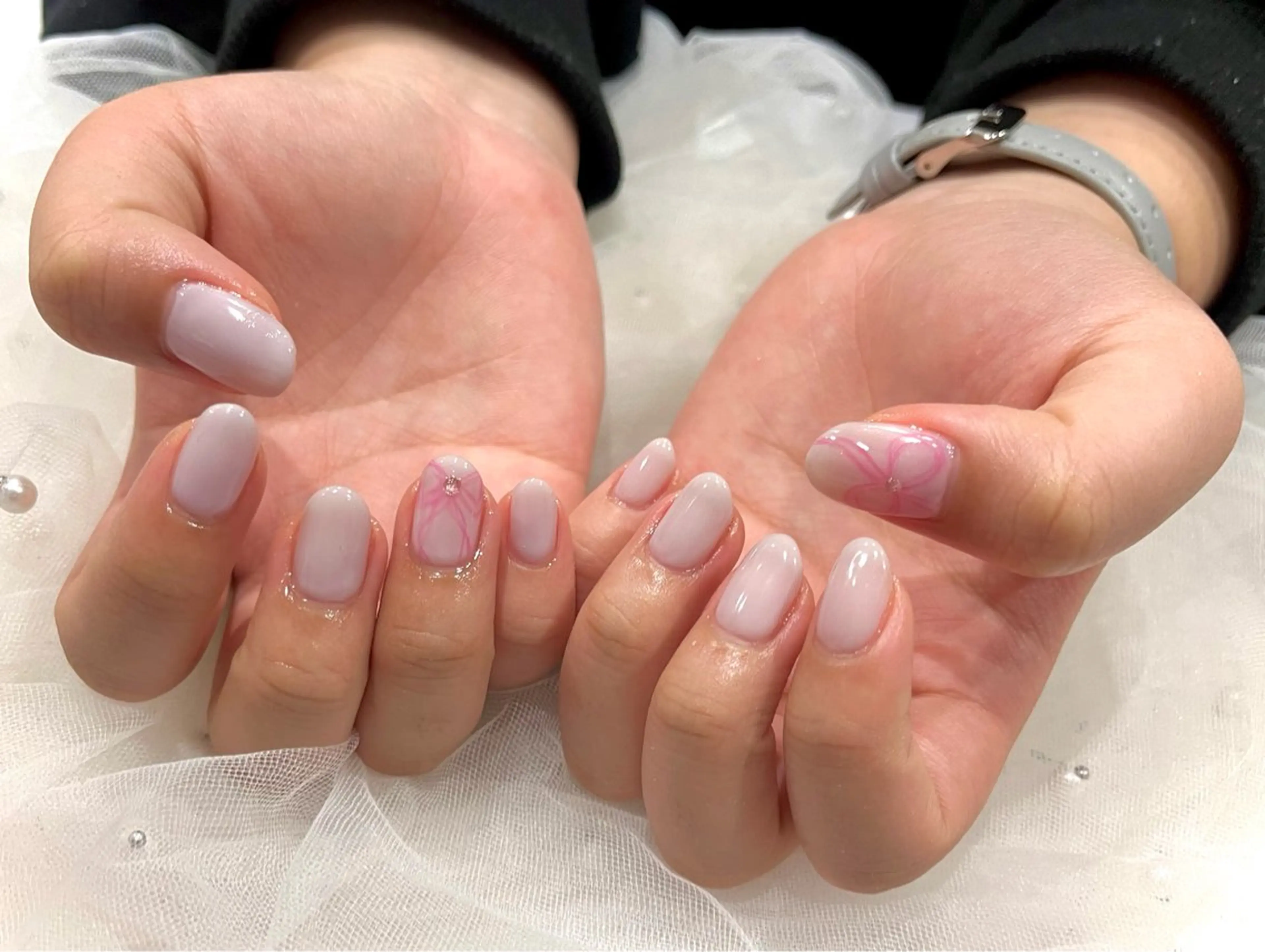 ネイル リボン ハンドネイル Nail salon Cielel⟡Ayaのネイルデザイン