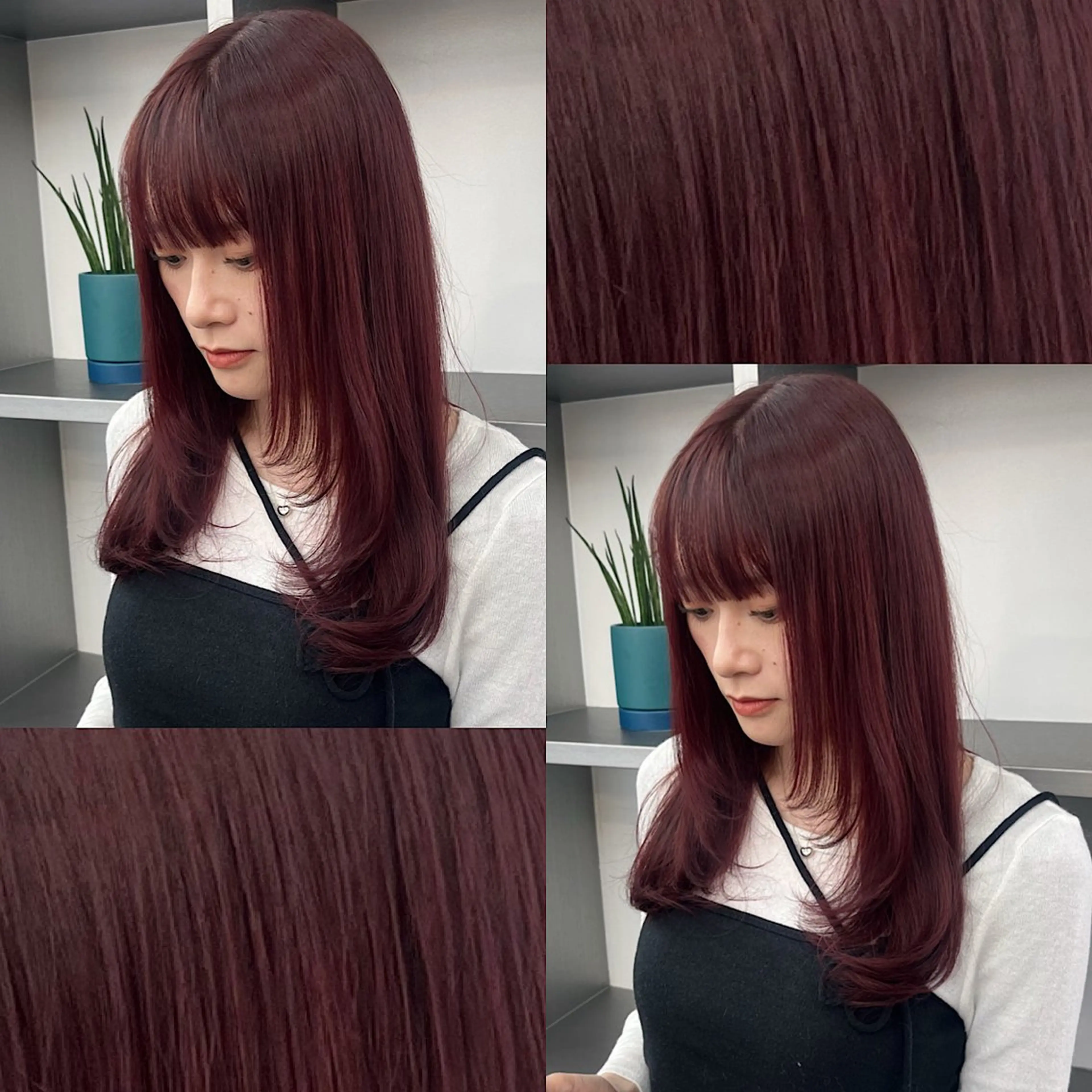 ミディアム カラー レッドカラー ヘアカラー トリートメント 🍒暖色✖️レイヤー ／Haruna🍒のヘアスタイル