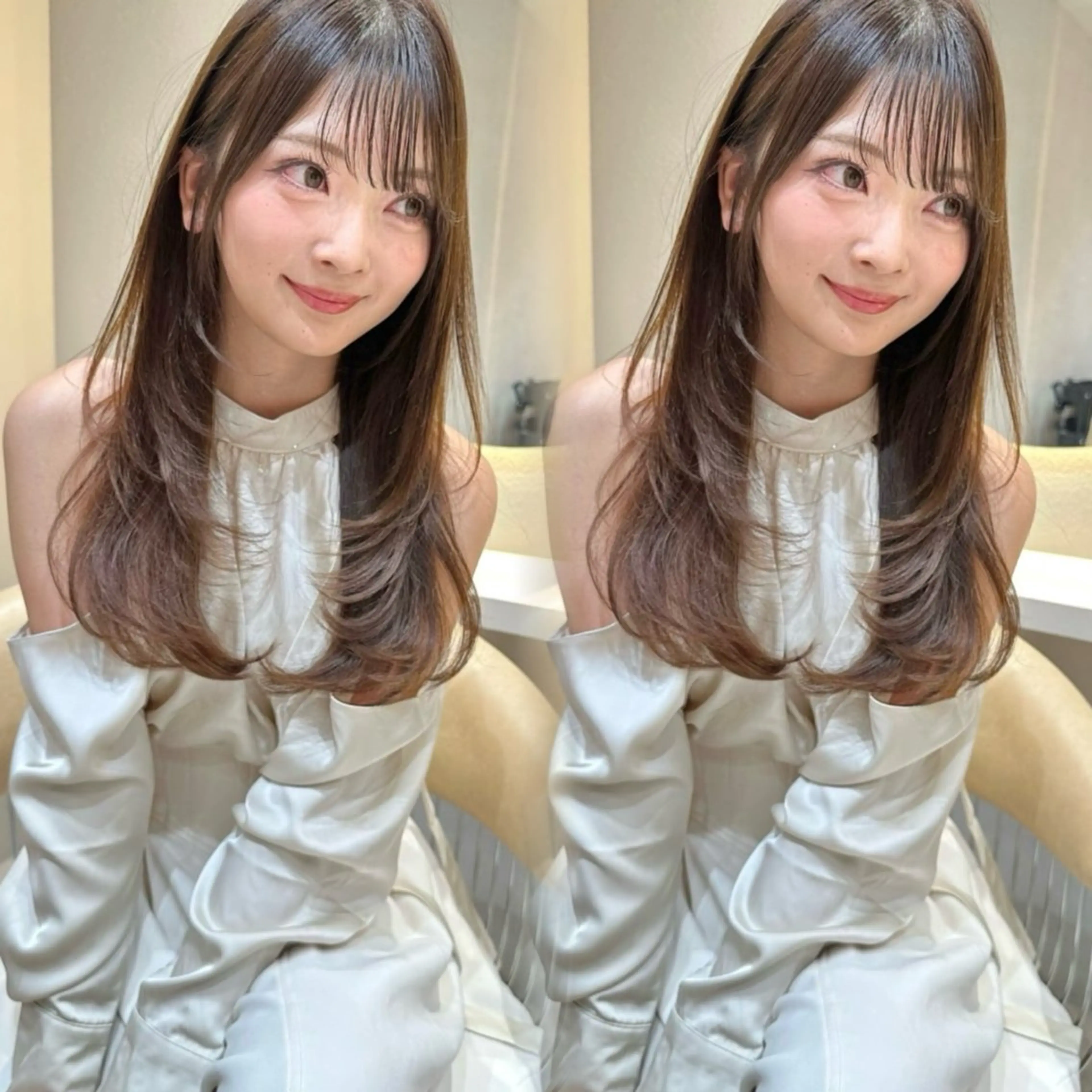 ロング カラー カット ヘアカラー トリートメント レイヤー/韓国 ハイトーン興津史弥のヘアスタイル