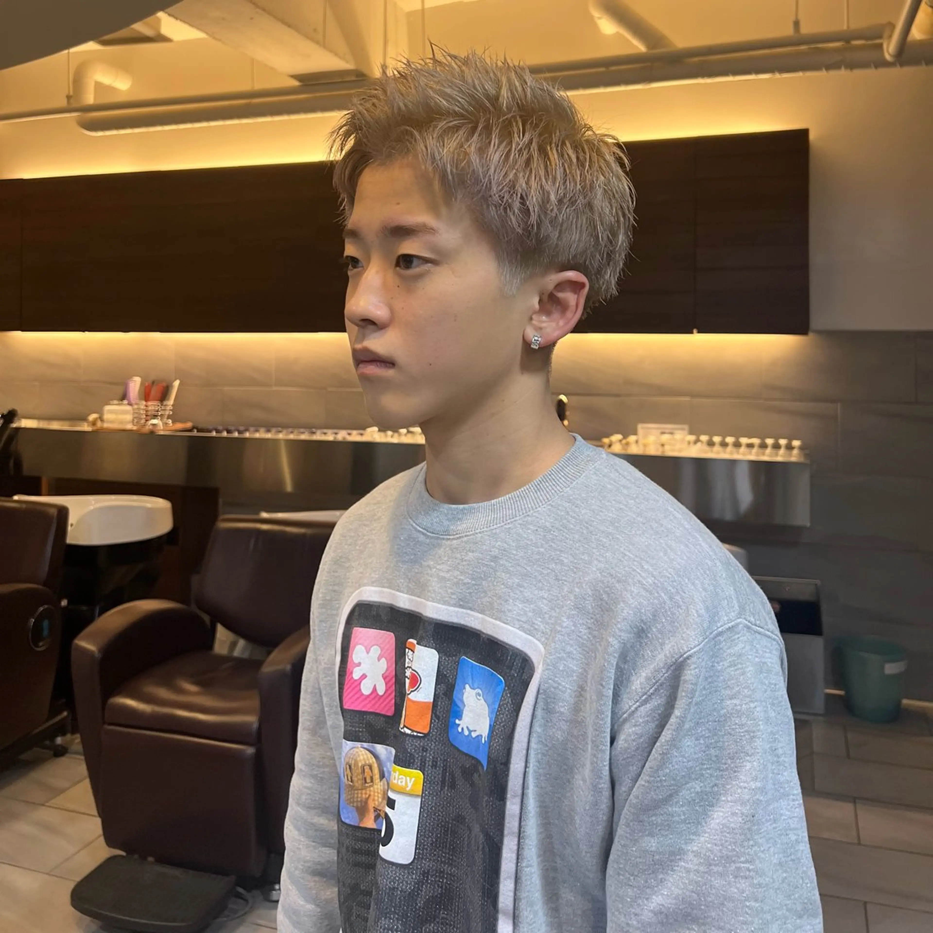 ショート カラー メンズ モデル募集◆堀江 海里◆桂駅1分のヘアスタイル