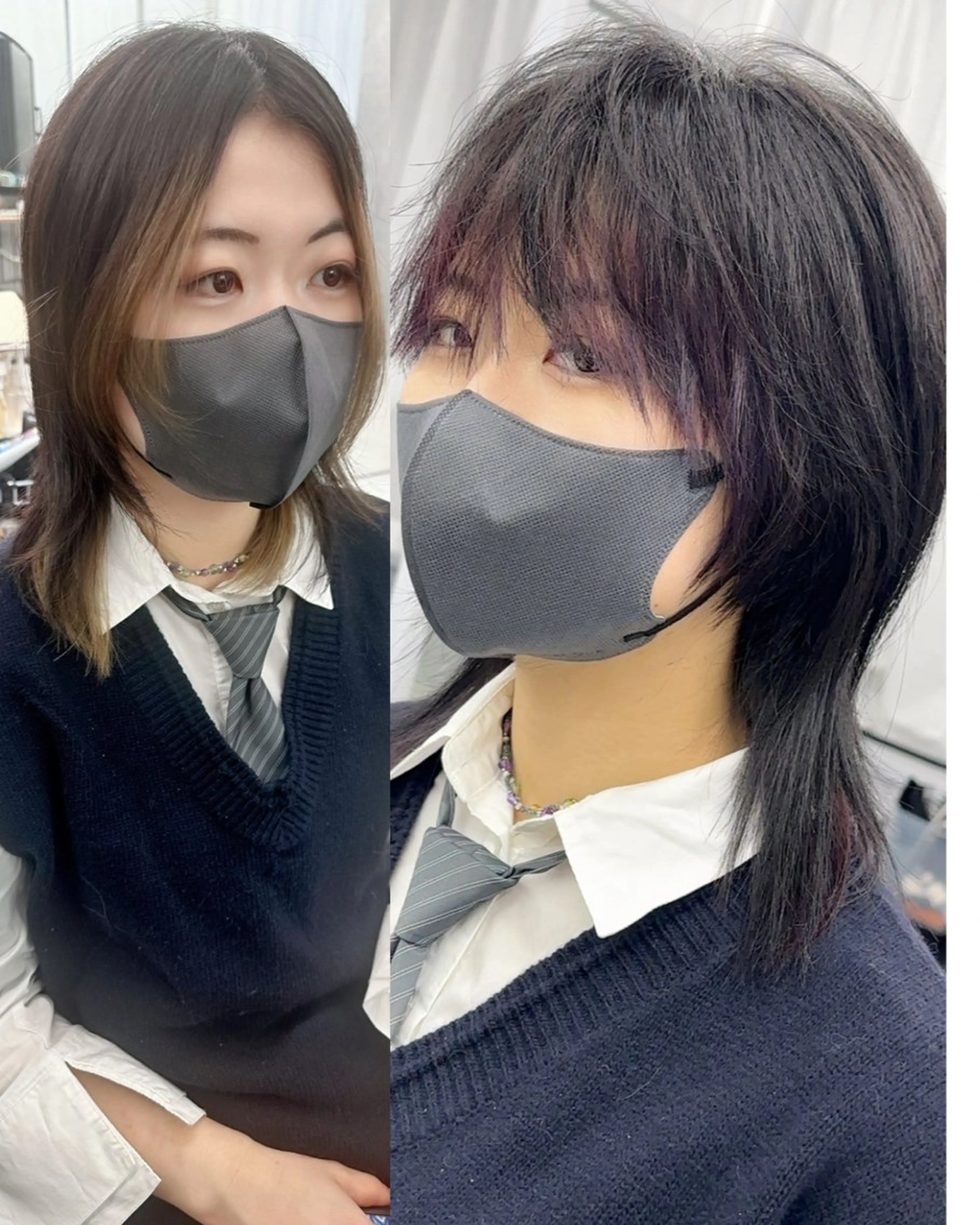 ミディアム デザインカット 髪質改善 トリートメント カット ヘアカラー トリートメント number天王寺 kyoseiのヘアスタイル