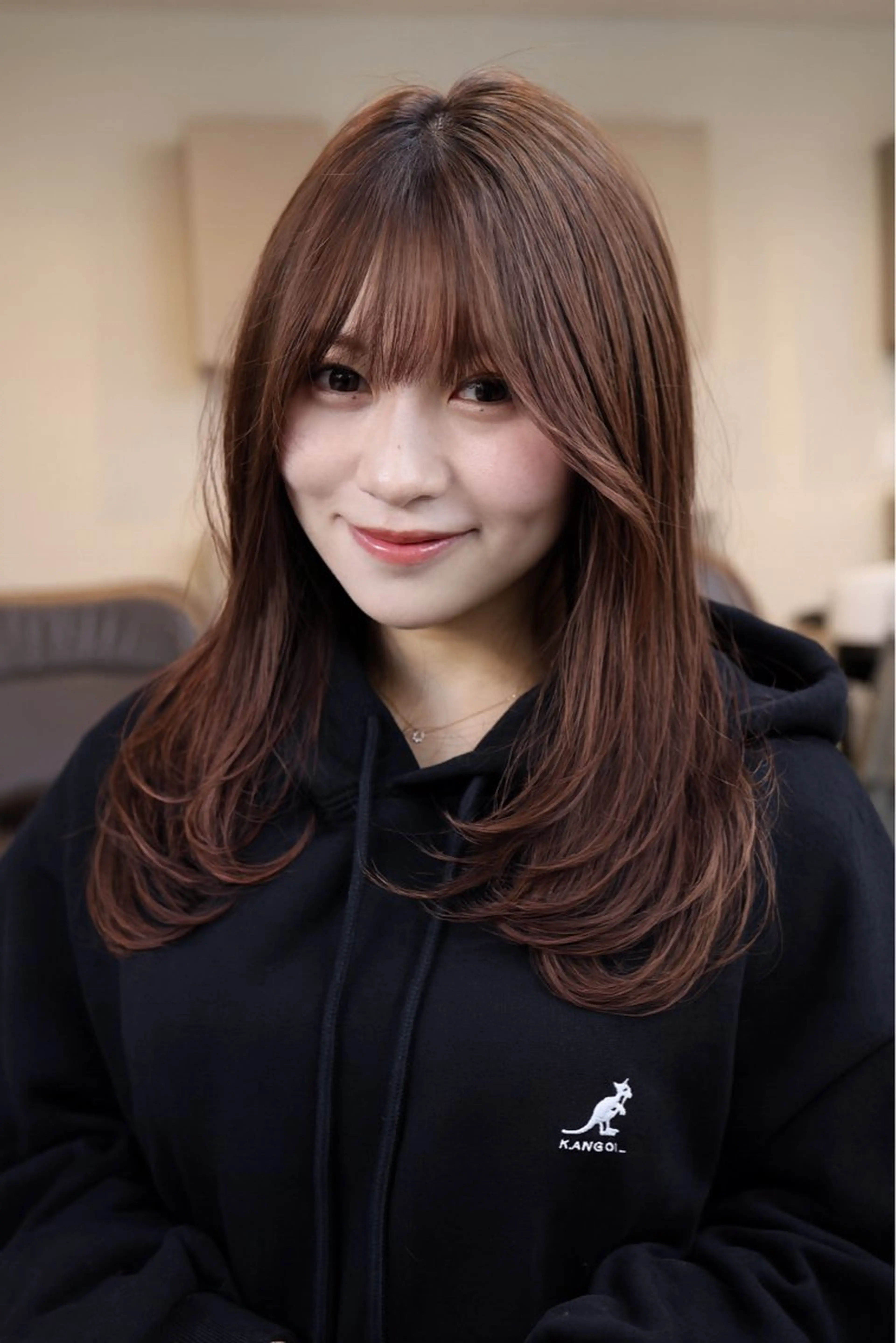 セミロング ピンクブラウン ヘアカラー 暖色系・透明感カラー 🎨TAKUMAのヘアスタイル