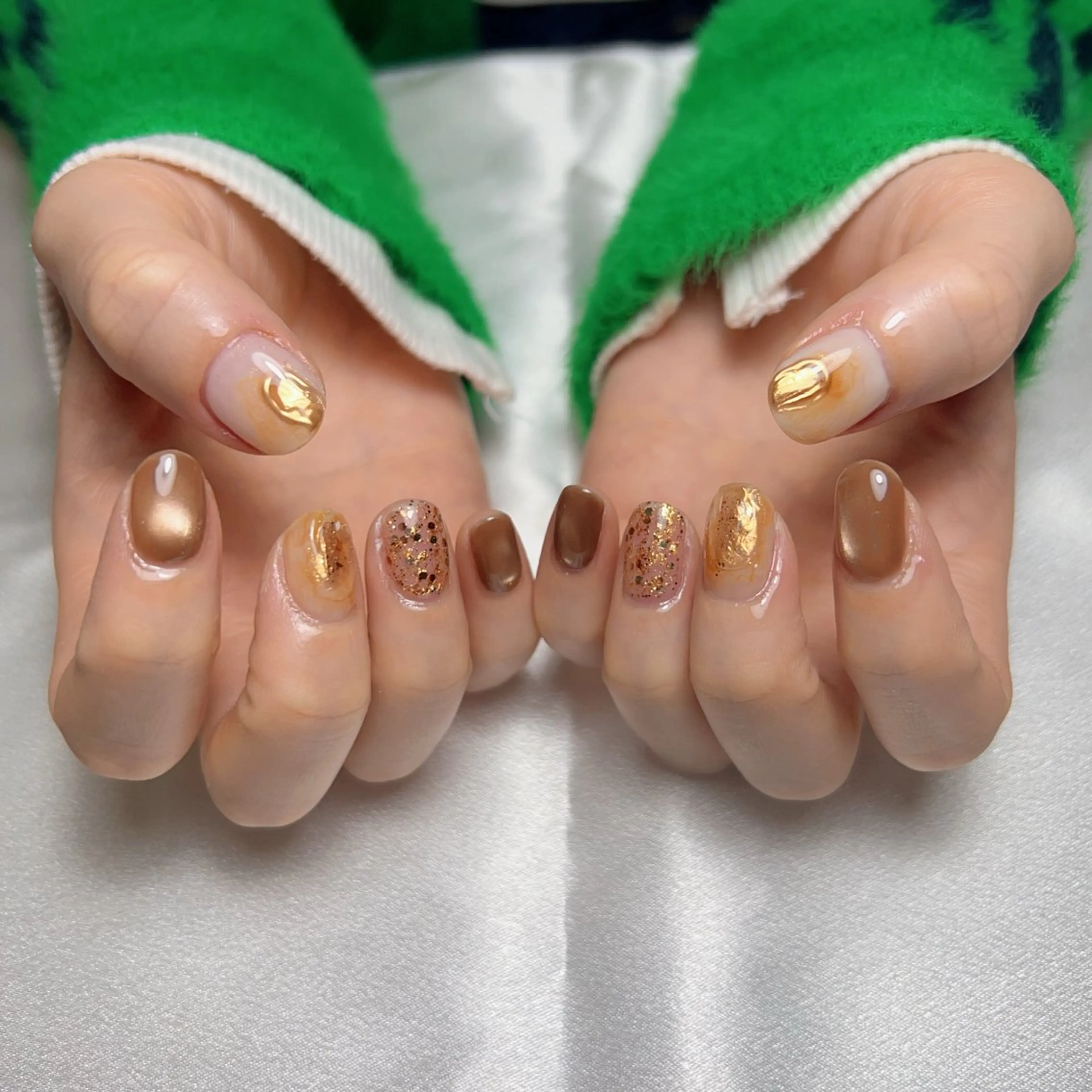 ネイル ブラウン マグネットネイル ハンドネイル Rlash & r.nail BYα所属・r.nail BYα 柳瀬のネイルデザイン