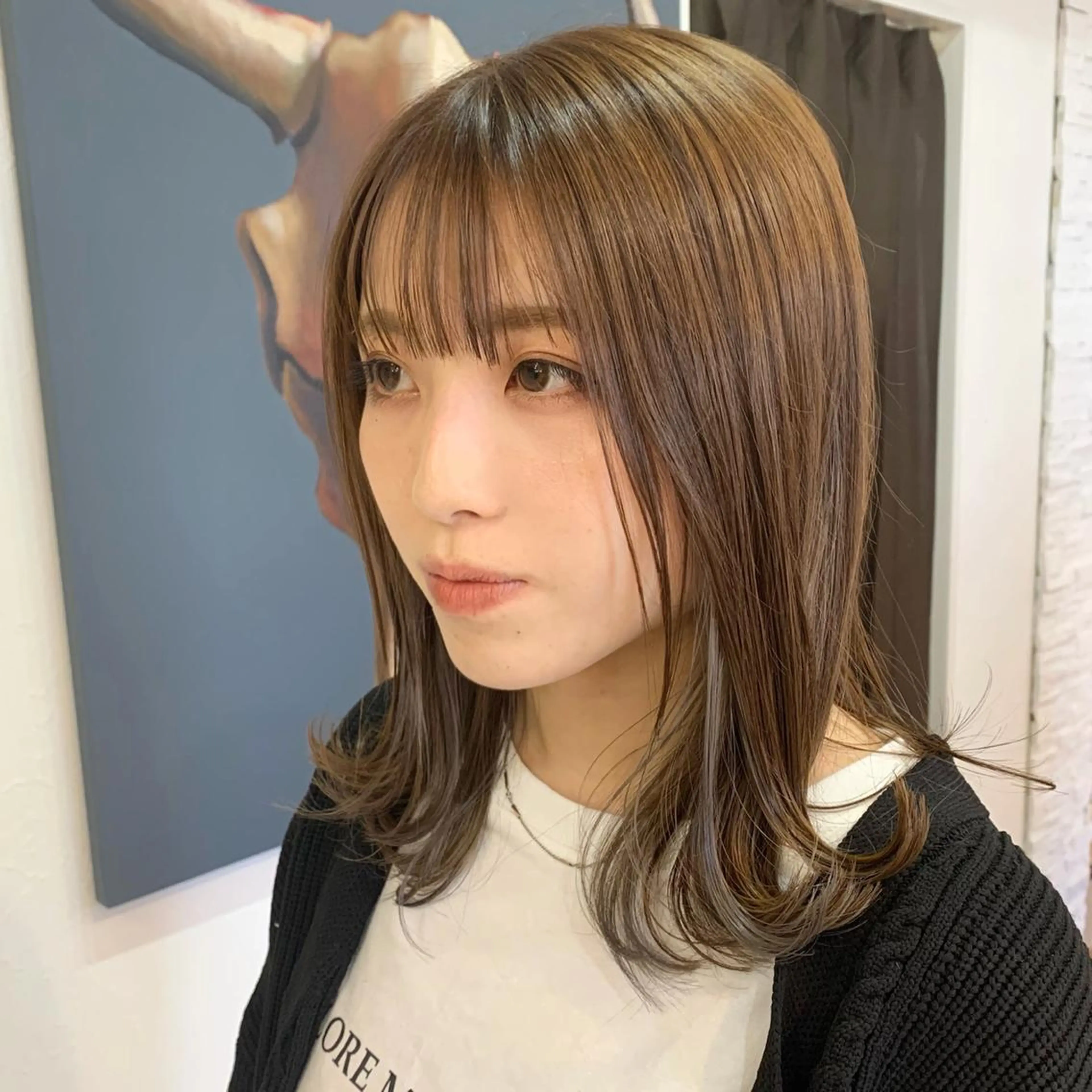 ミディアム カラー イヤリングカラー 【韓国風くびれヘア】 joule小木曽輝のヘアスタイル