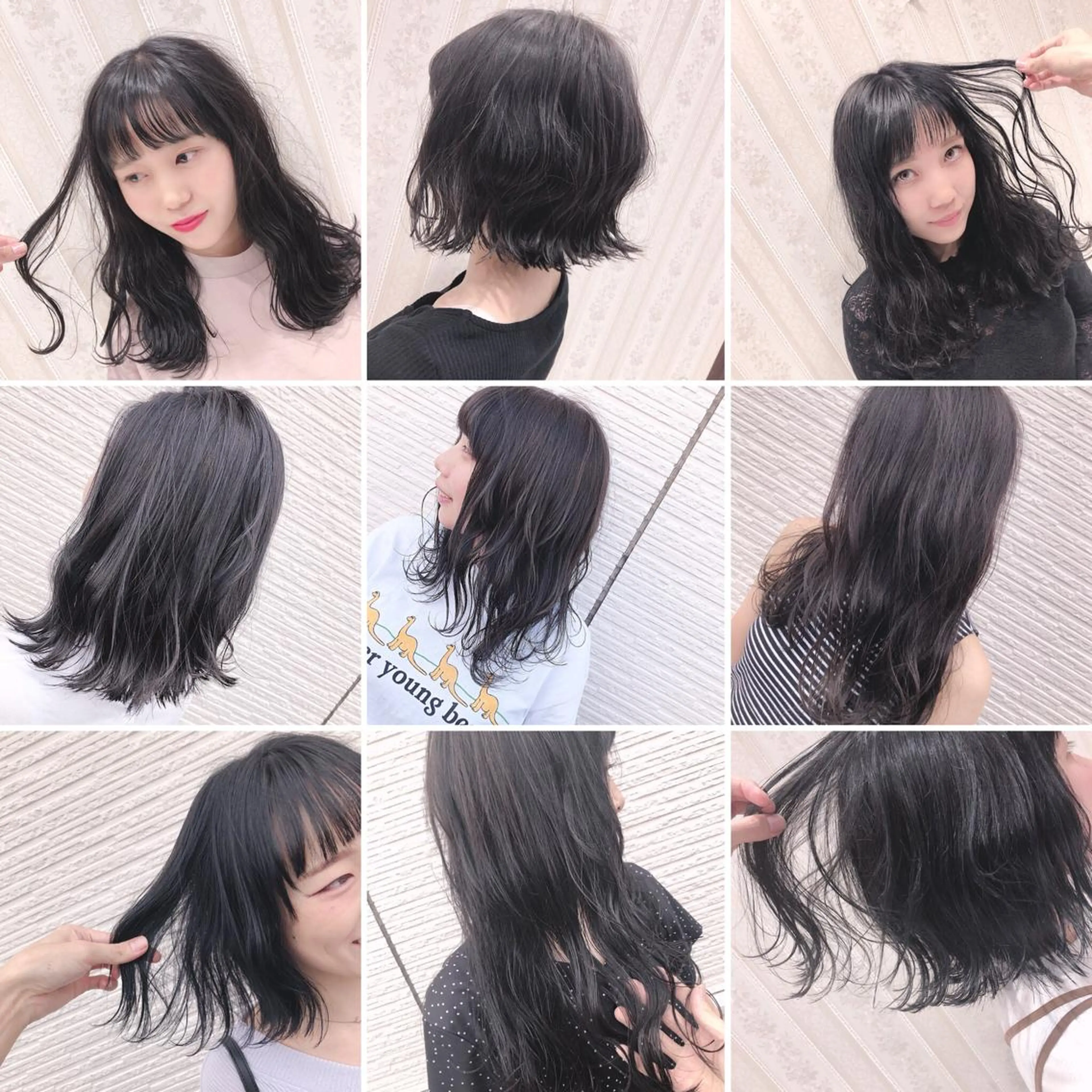 セミロング カラー 黒髪 カット ヘアカラー トリートメント 名畑 裕貴のヘアスタイル