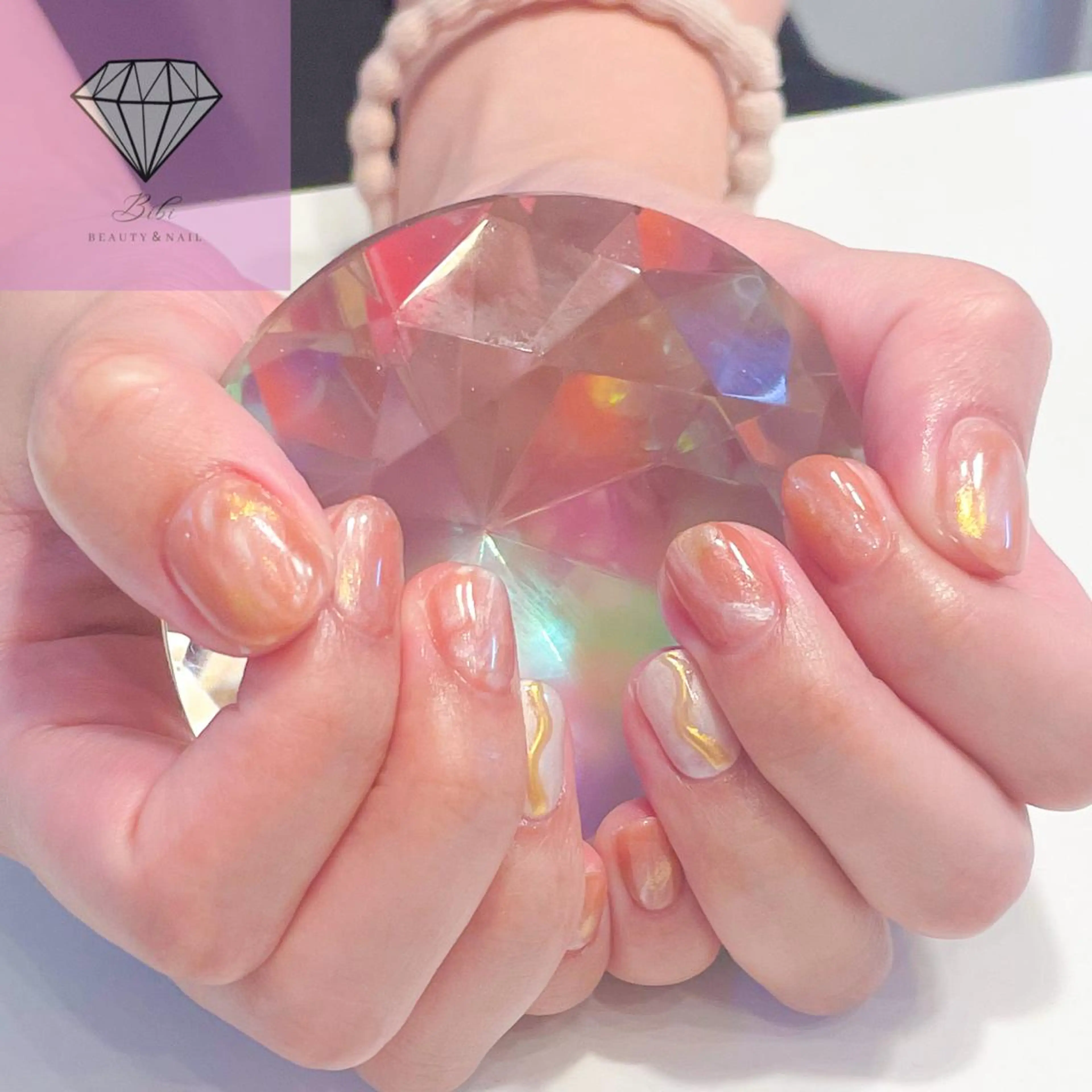 ネイル ニュアンスネイル ワンカラーネイル オレンジ ネイルサロン💎 Bibiのネイルデザイン