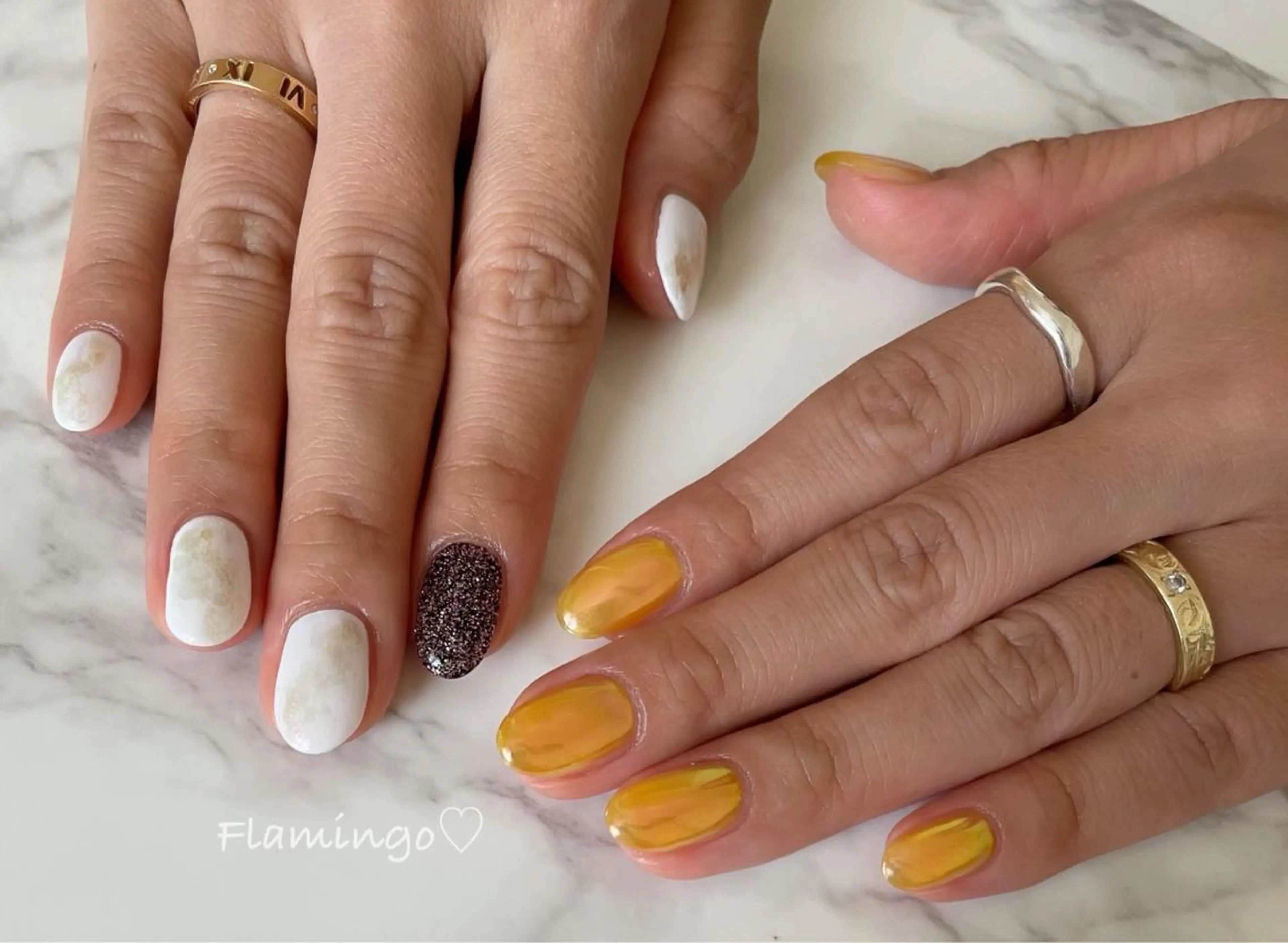 ネイル アートネイル ジェルネイル ミラーネイル ニュアンスネイル 夏ネイル シンプル／上品／爪育 ☺︎Flamingoのネイルデザイン