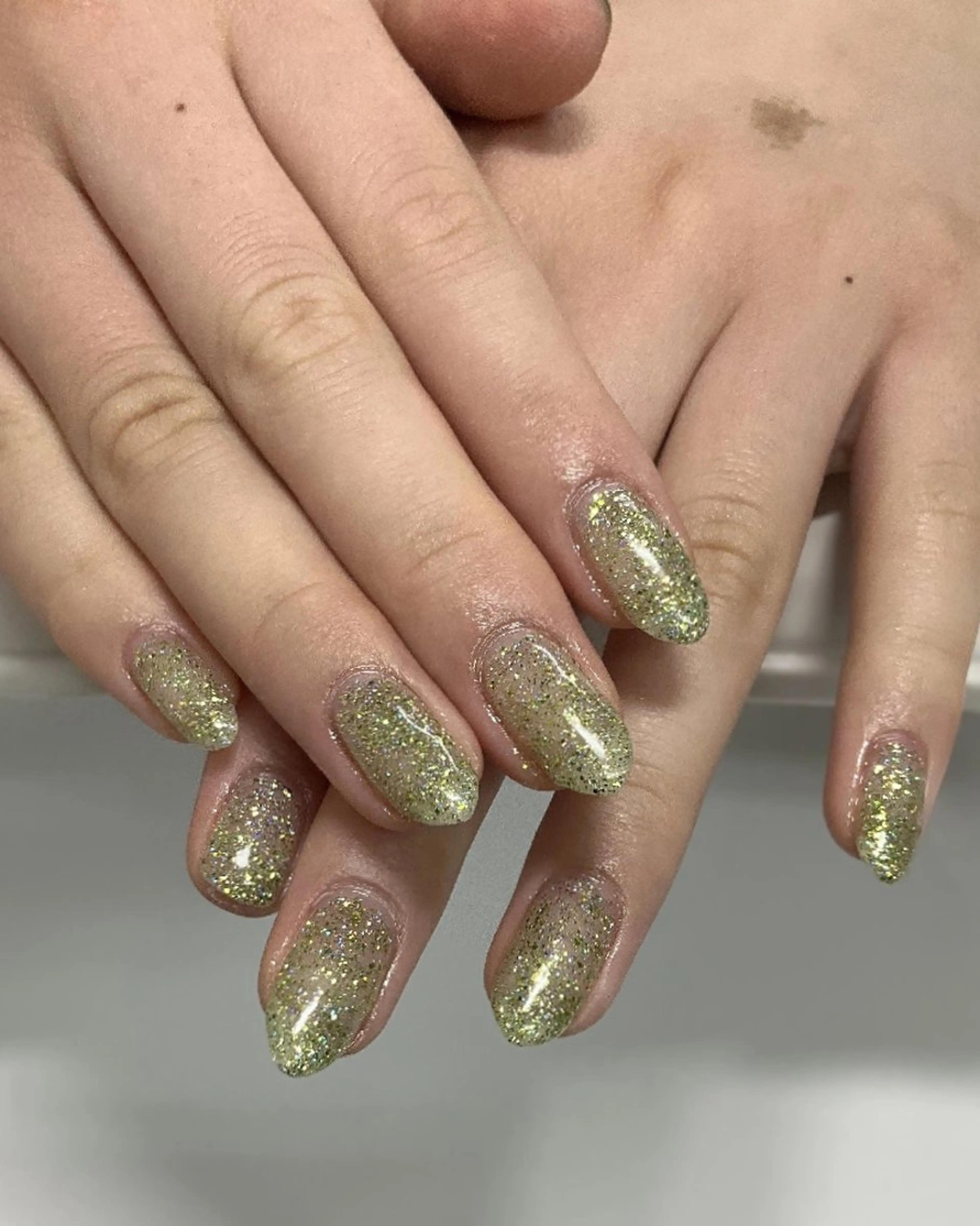 ネイル グリーン ラメ(グリッター) シルバー ハンドネイル Nail&Care LUMET【ルメ】のネイルデザイン