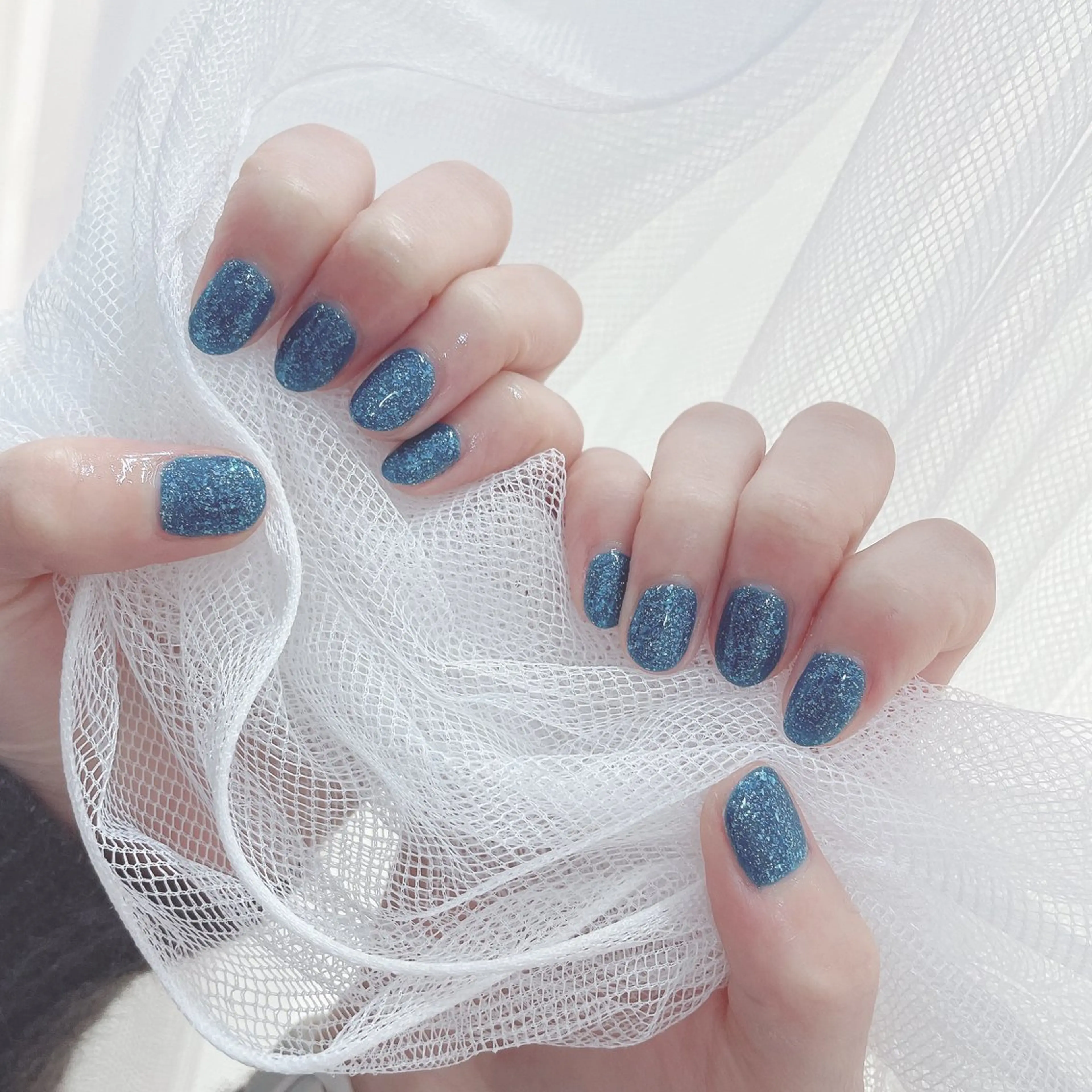 ネイル ブルー ラメ(グリッター) ワンカラーネイル ハンドネイル Salon de Navi所属・🎀向田 優花🎀のネイルデザイン