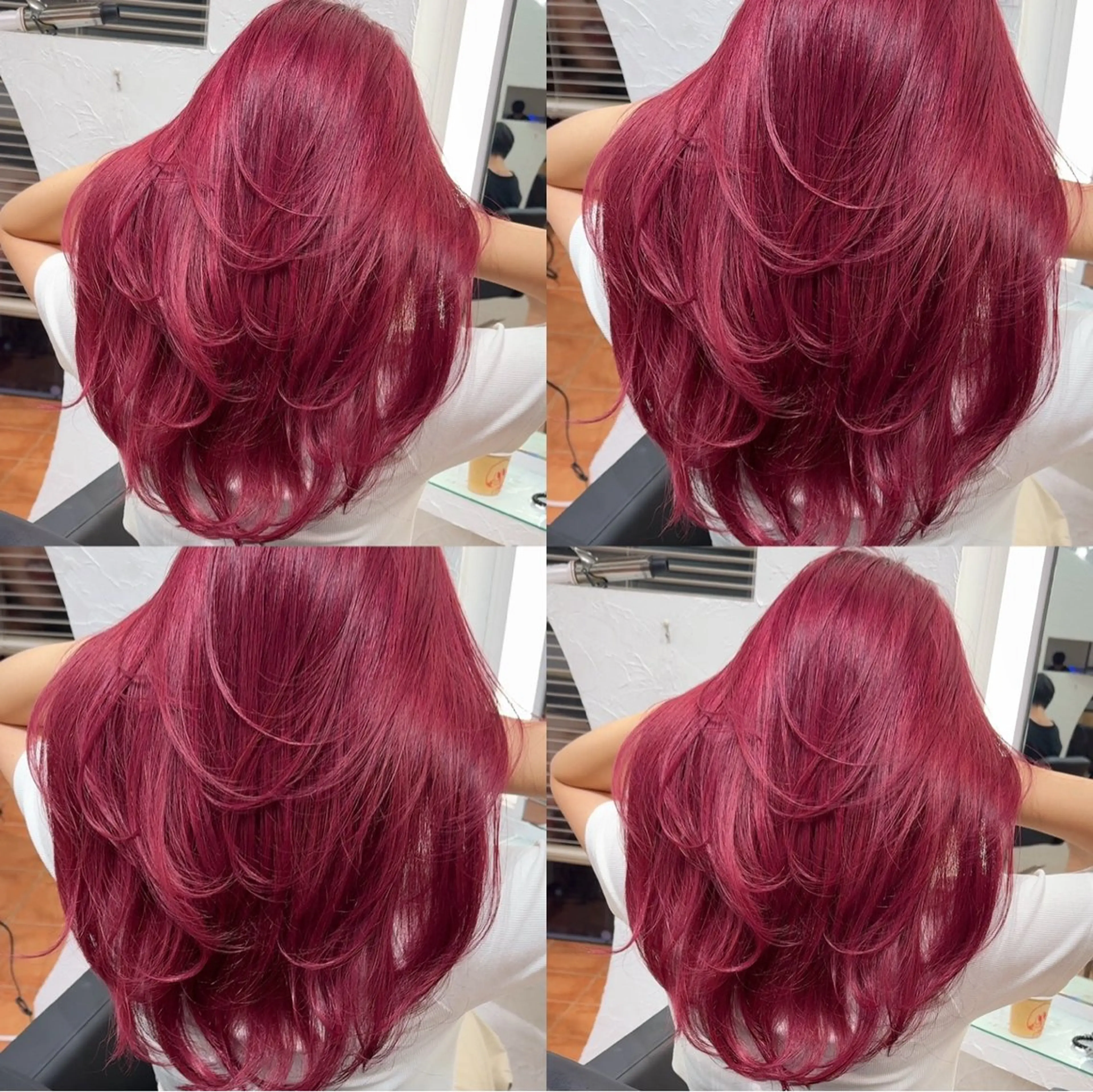 ロング カラー ブリーチ ブリーチなしカラー ピンクカラー カラー特化× 赤井龍斗のヘアスタイル