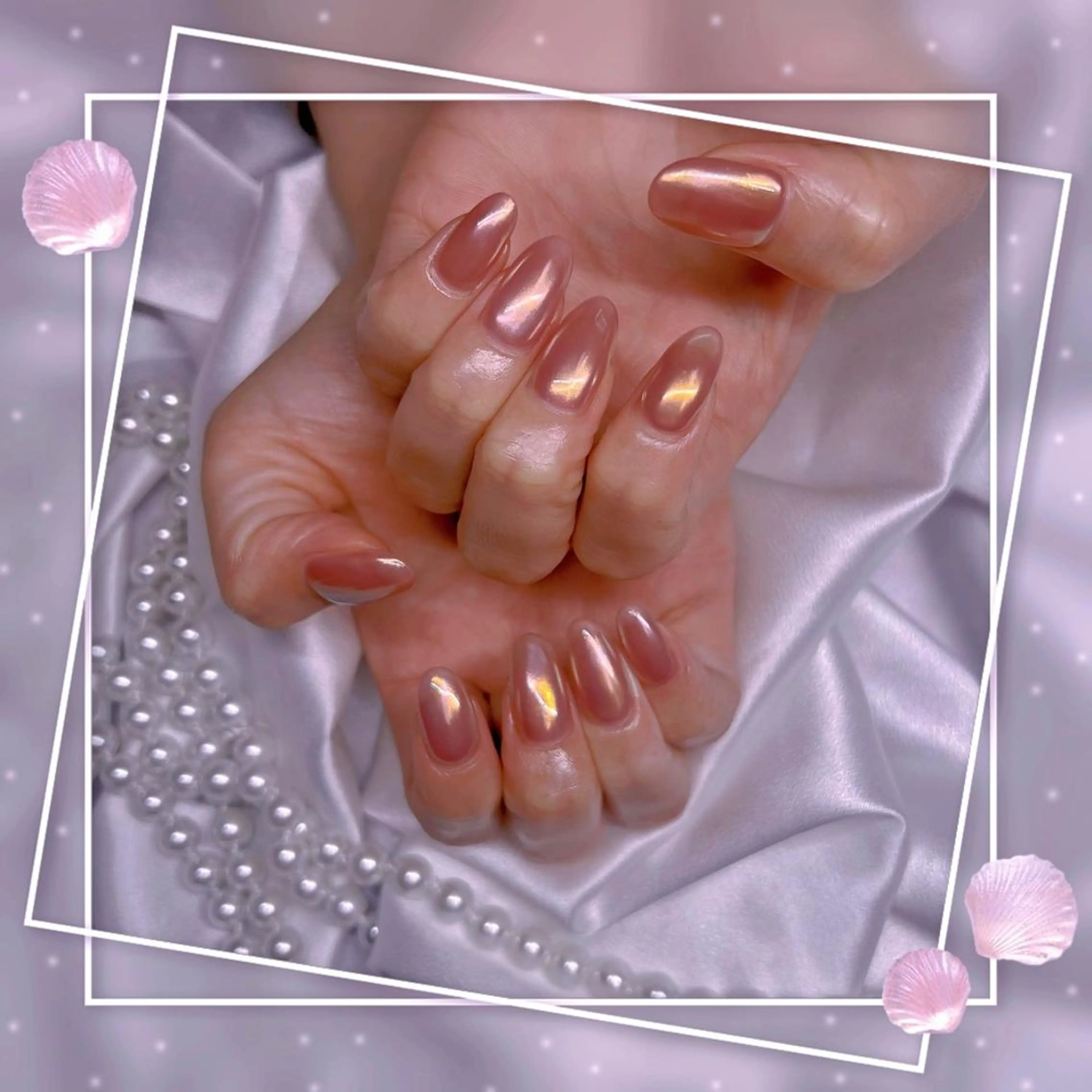 ネイル フレンチネイル キラキラネイル 韓国ネイル マグネットネイル マグネットフレンチ Chill Nailsalonのネイルデザイン
