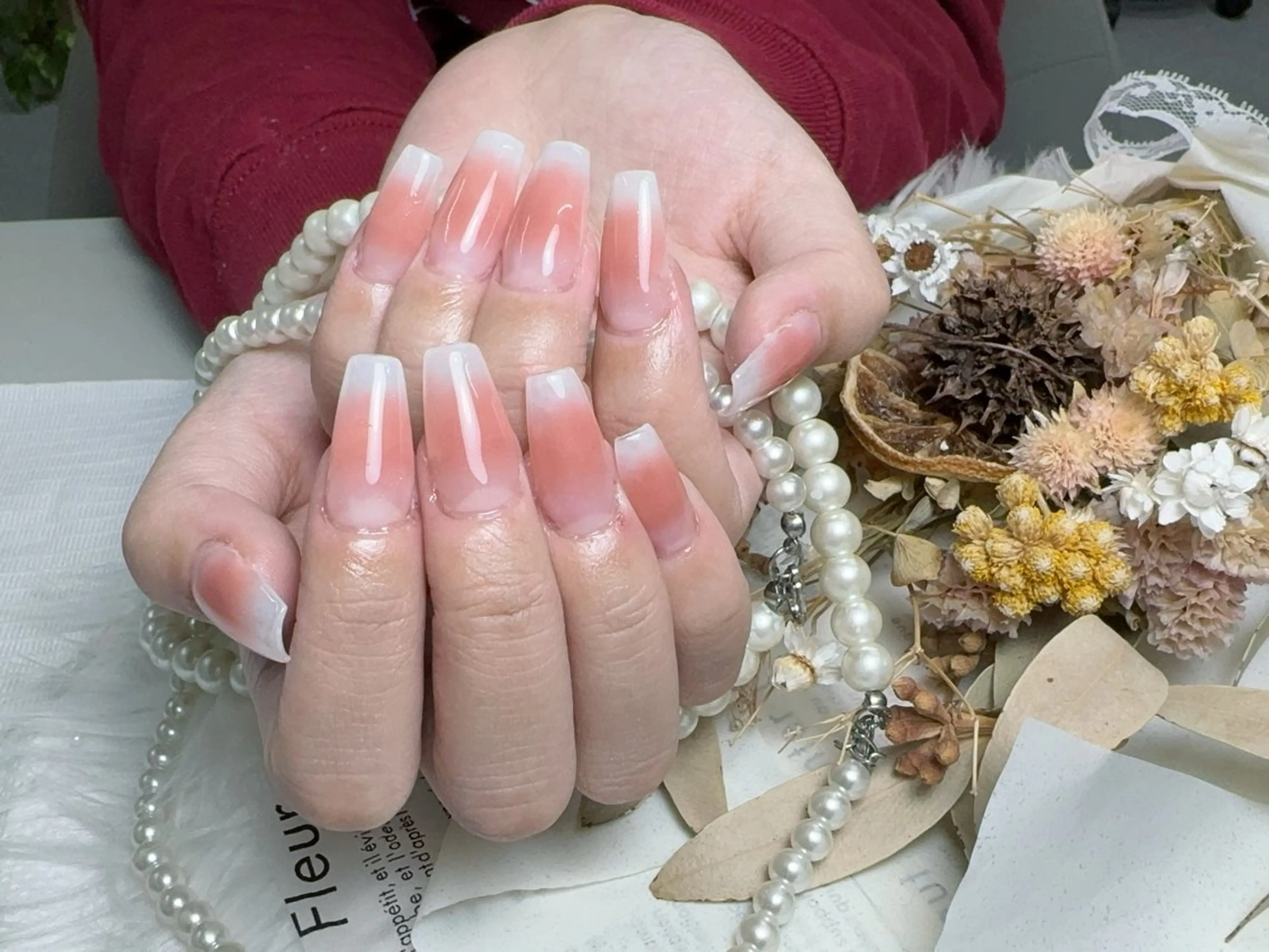 ネイル 長さ出し フレンチネイル ジェルネイル ガラスフレンチ 韓国ネイル ハンドネイル ハンドケア For U nail スカルプ専門店のネイルデザイン