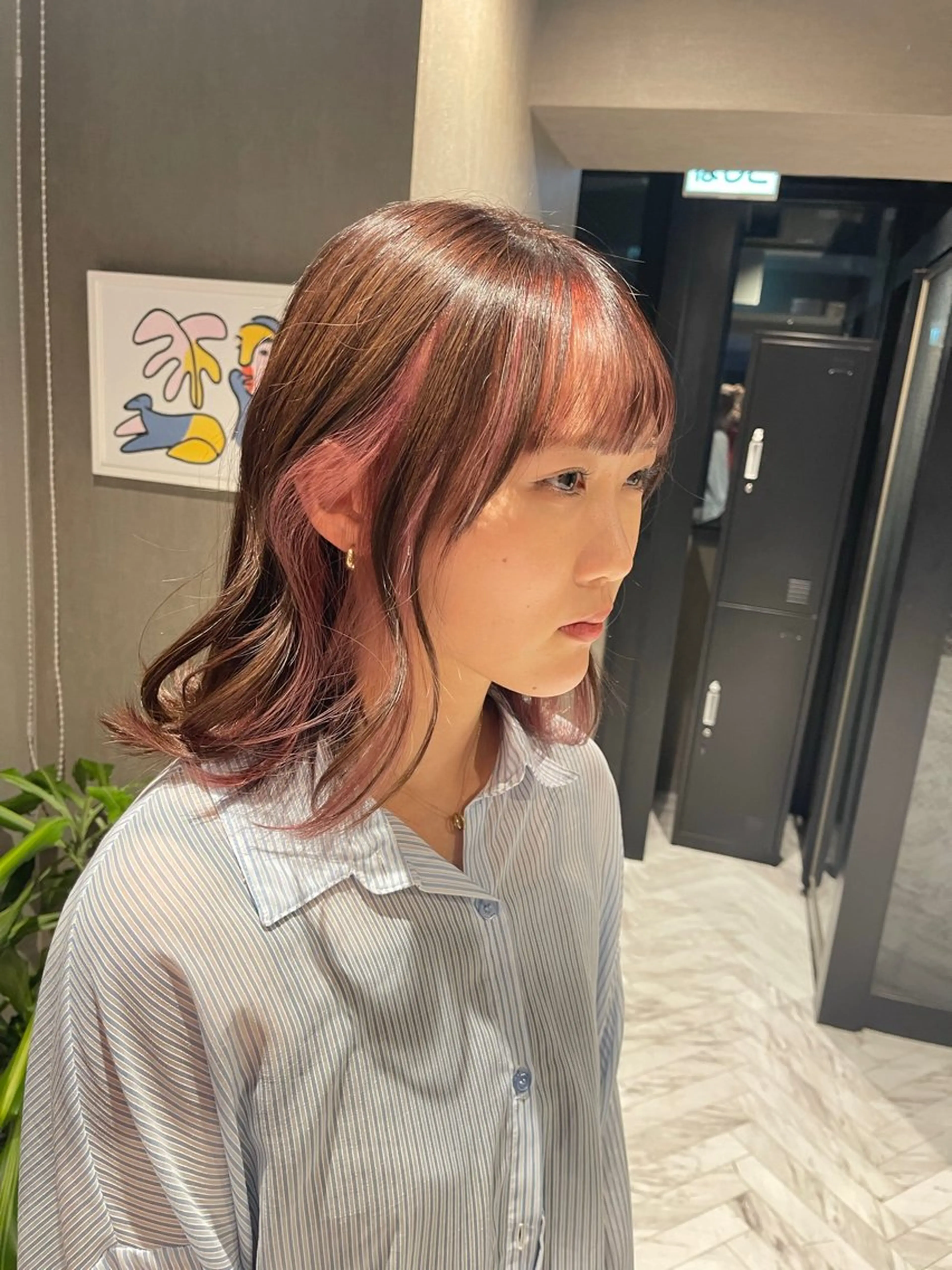 ミディアム カラー ベージュカラー ピンクカラー ピンクベージュ ヘアカラー 透明感カラー/艶髪/ エクステ/HIROのヘアスタイル